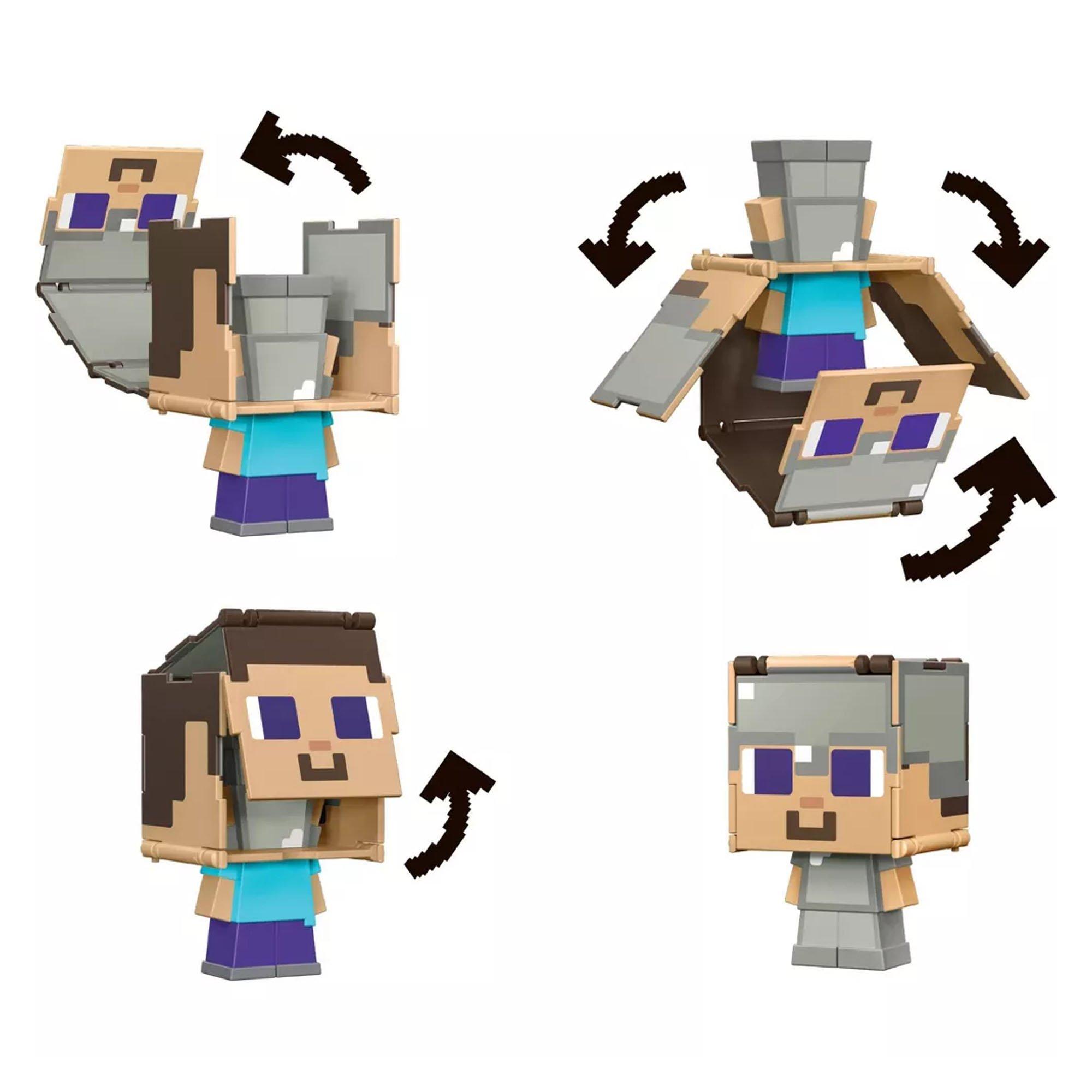 None - Minecraft - Flippin' Figs Steve in Iron Armor Action Figure - 6