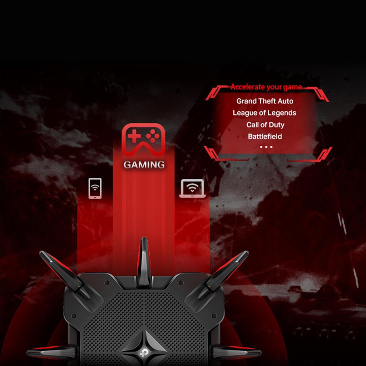 Noir / Rouge - TP-Link - Tri-Band WiFi Gaming Routers - 3