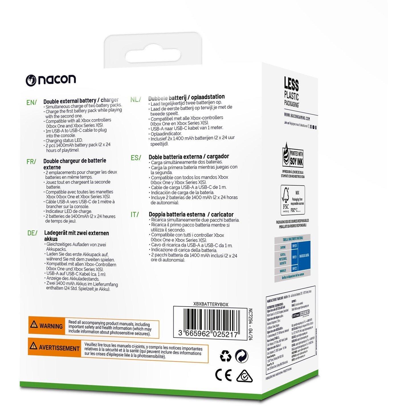 Black - Nacon - Double External Battery Charger for Xbox Controllers - 9