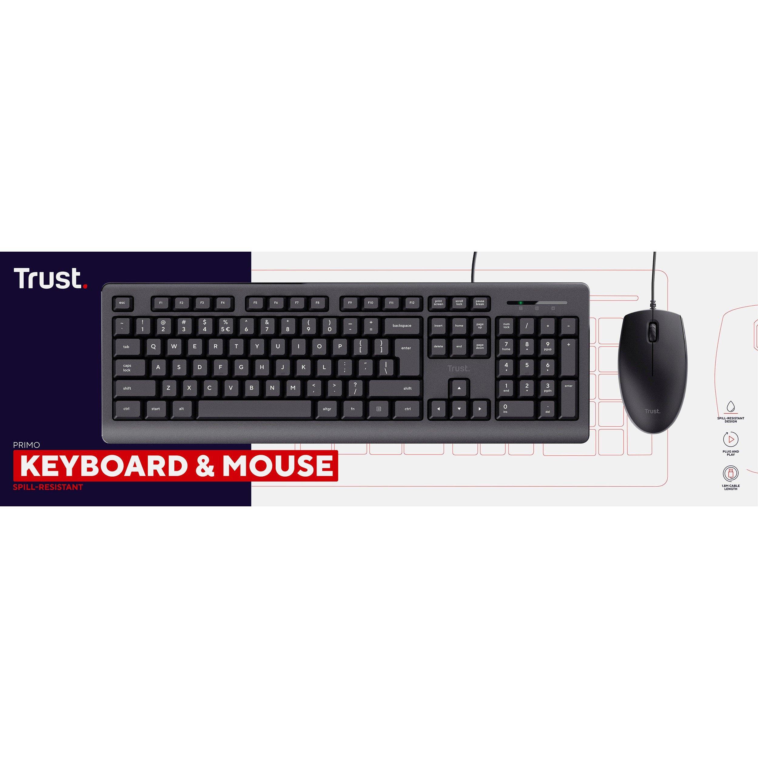 Black - Trust - Primo Wireless Mouse and Keyboard - 9