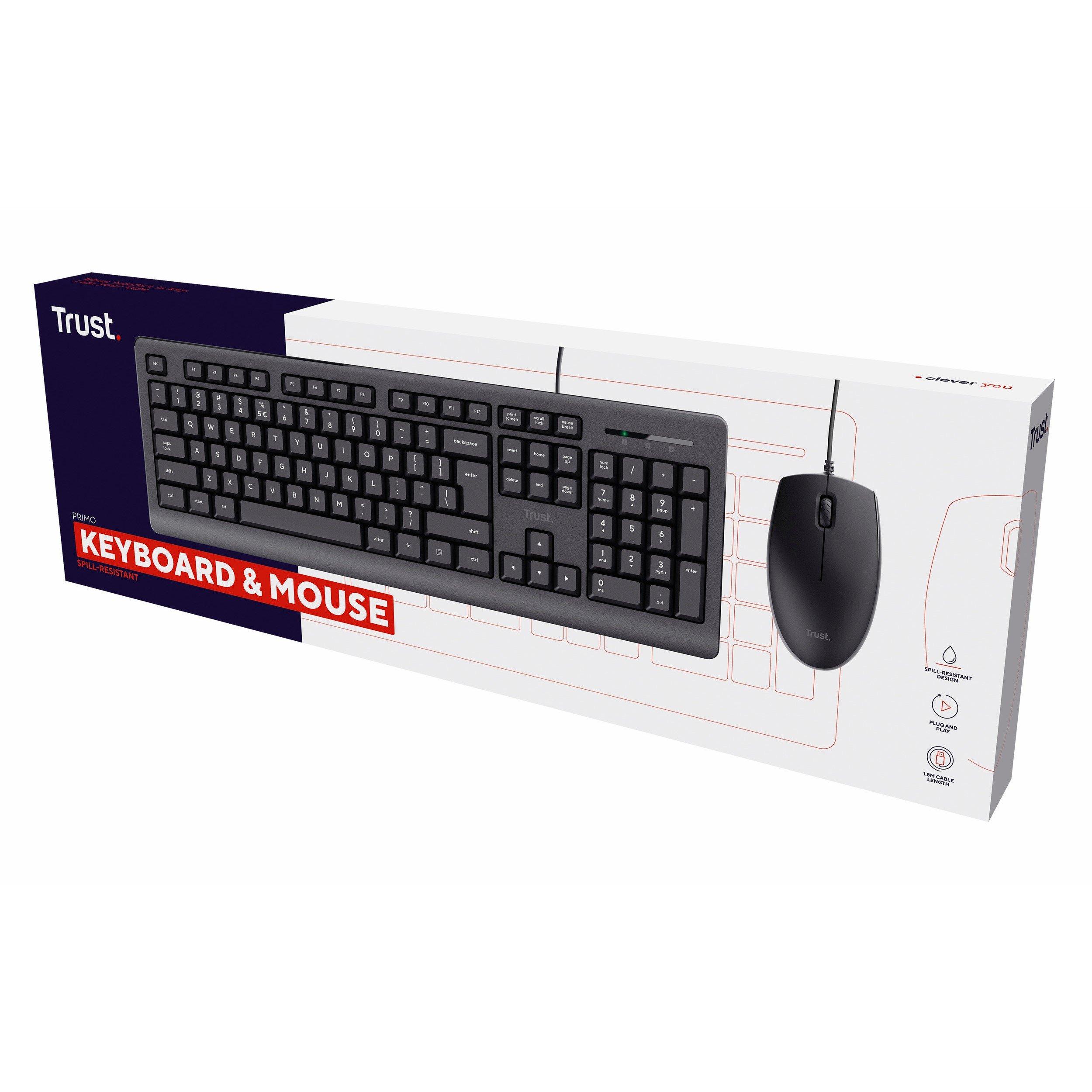 Black - Trust - Primo Wireless Mouse and Keyboard - 10