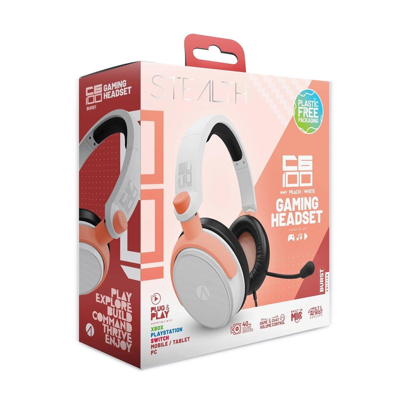 Peach/White - Stealth - C6-100 Burst Gaming Headset PS4 PS5 XBOX Switch & PC - Peach & White - 2