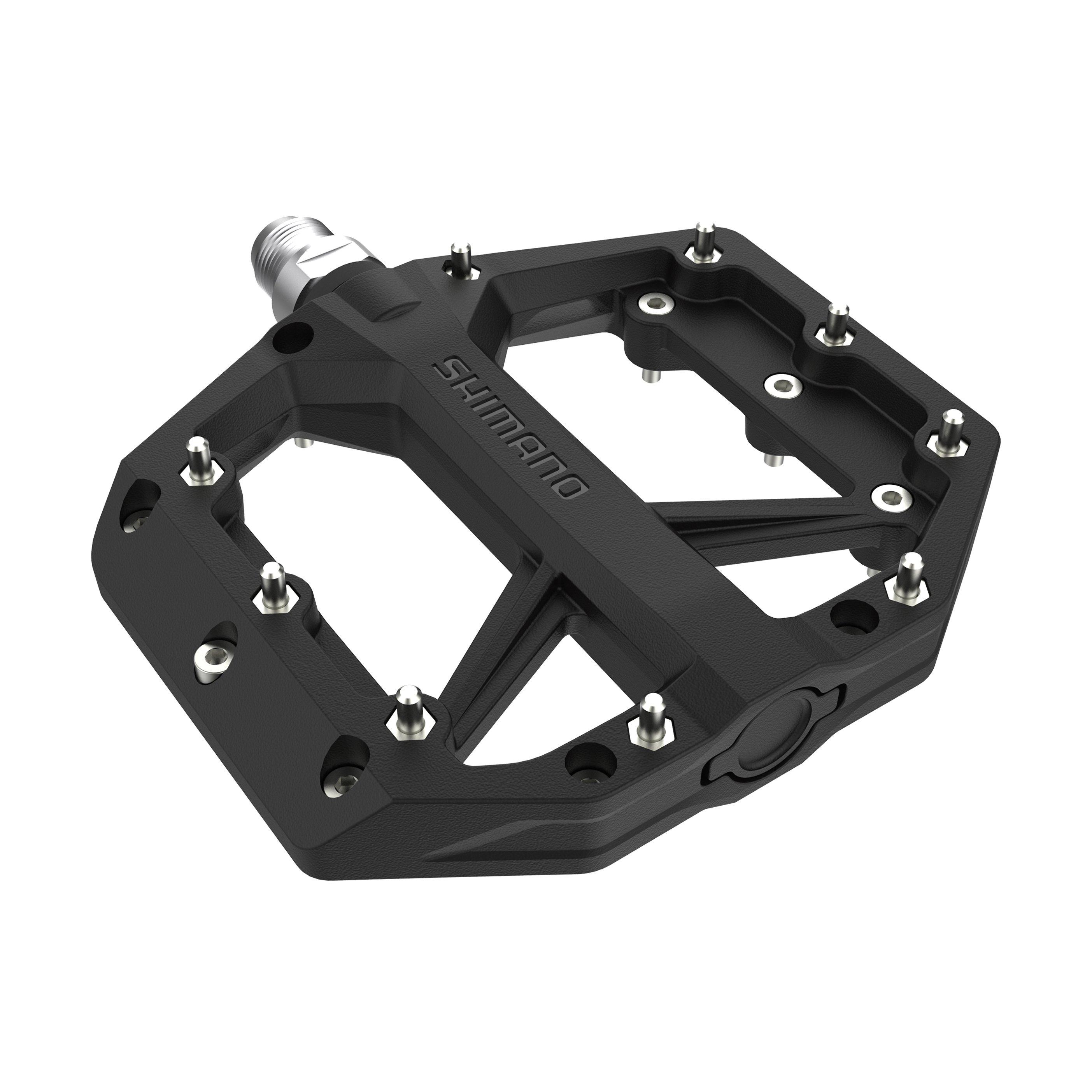 Black/Silver - Shimano - PD-GR400 Flat Pedals, Resin with Pins - 1