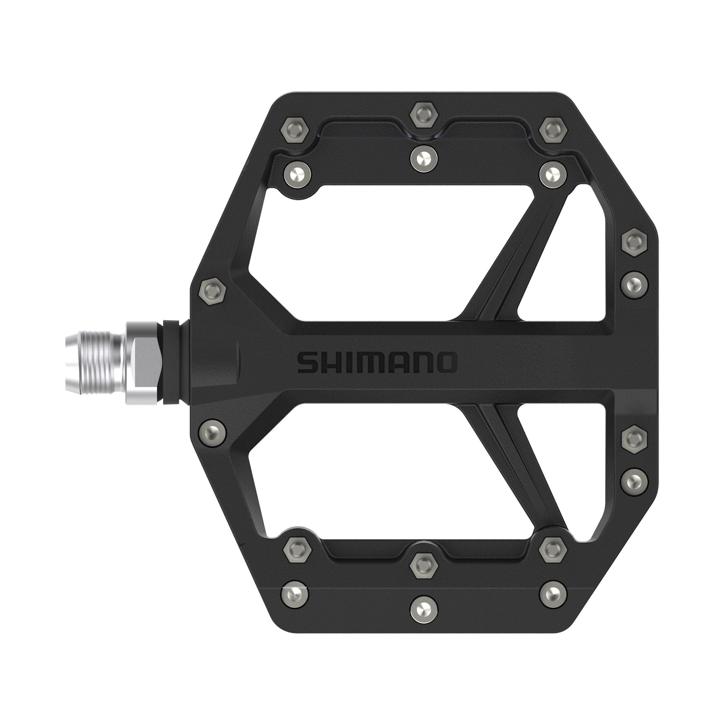 Black/Silver - Shimano - PD-GR400 Flat Pedals, Resin with Pins - 2