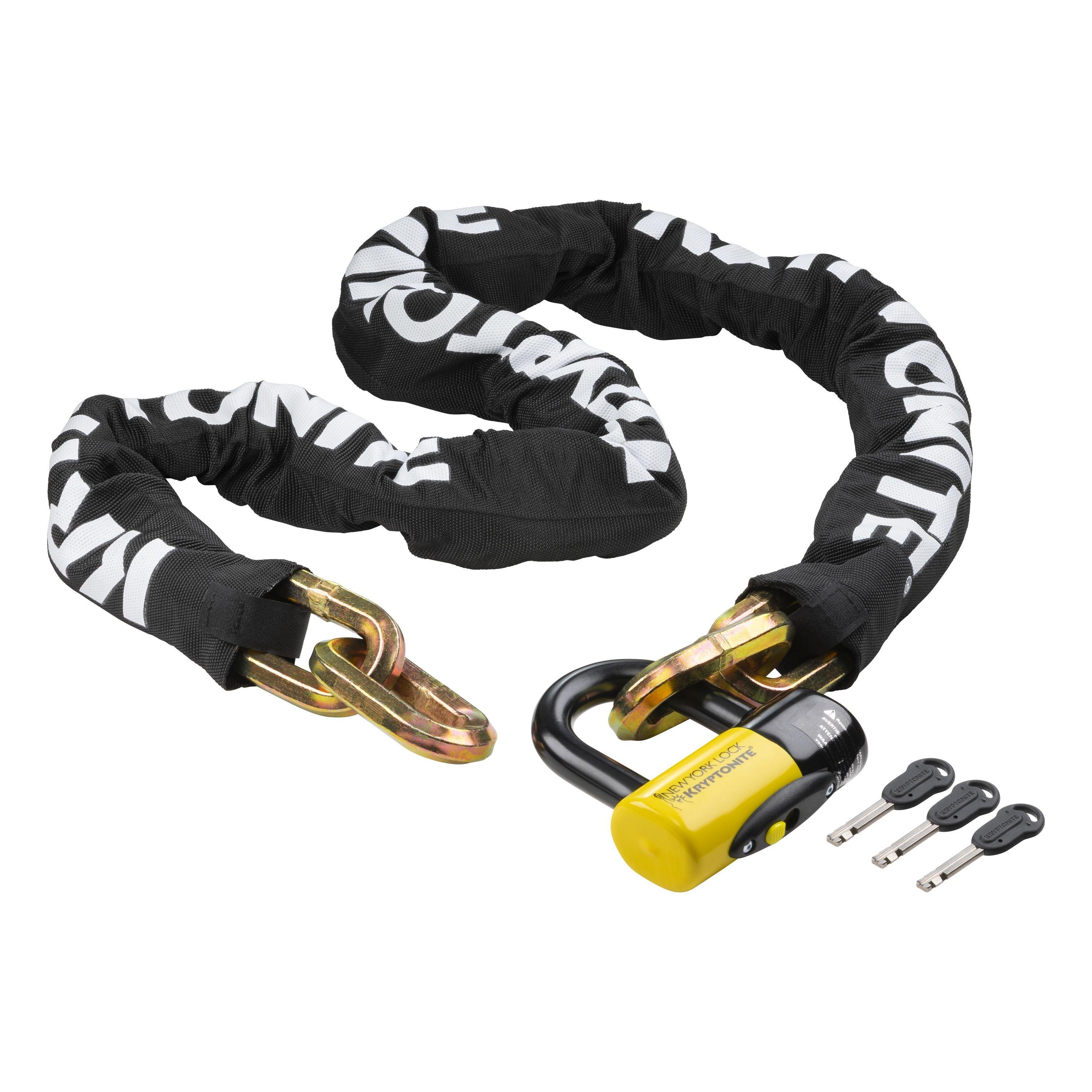 Schwarz/Gelb - Kryptonite - New York Fahgettaboudit Chain 14mm x 150cm and NY Disc Lock Sold Secure Diamond - 2