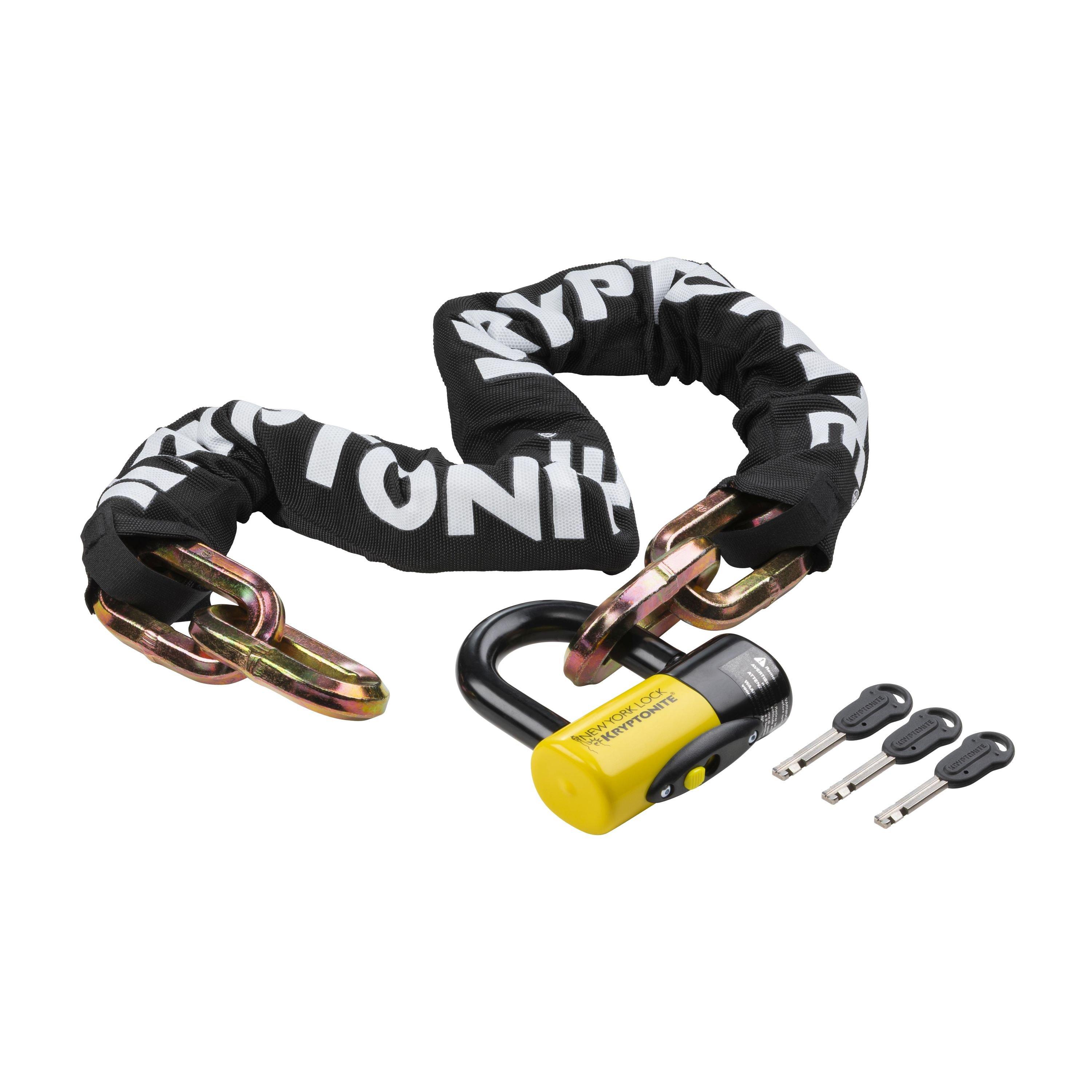 Black/Yellow - Kryptonite - New York Fahgettaboudit Chain 14 mm x 100 cm and NY Disc Lock Sold Secure Diamond - 2