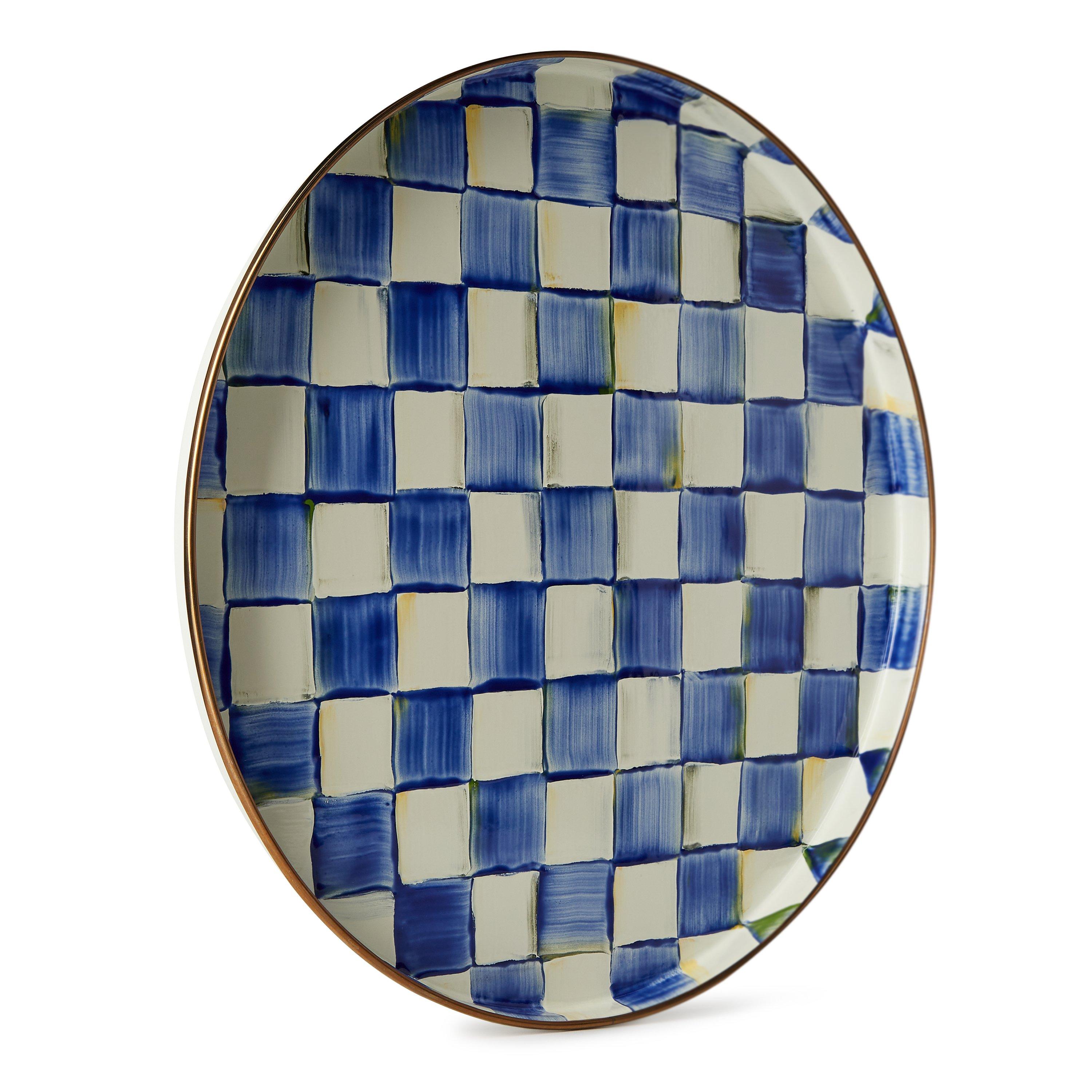 Blue - MacKenzie-Childs - Royal Check Round Tray - 1