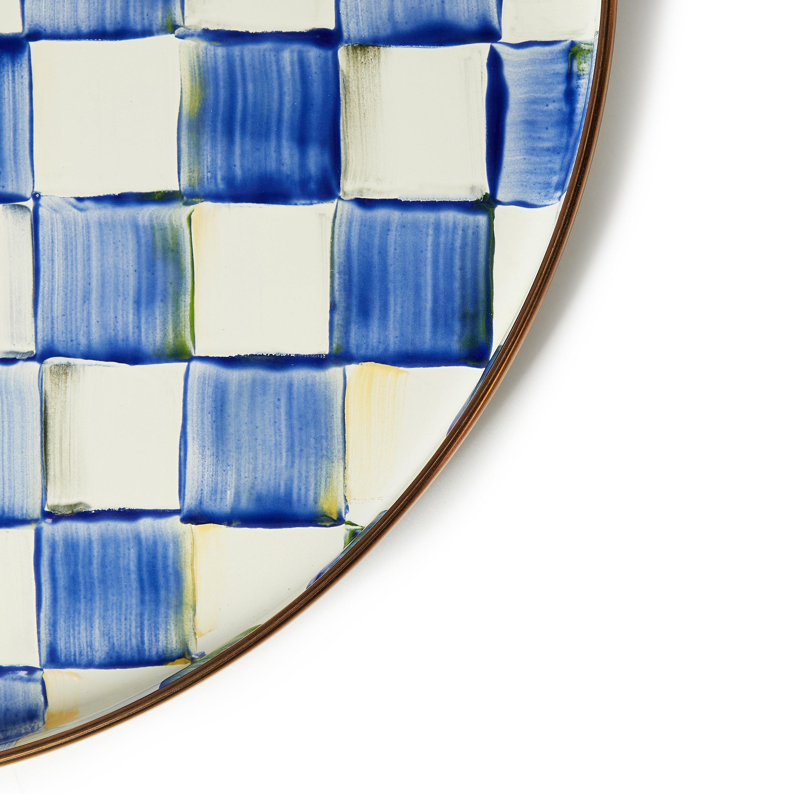 Blue - MacKenzie-Childs - Royal Check Round Tray - 4