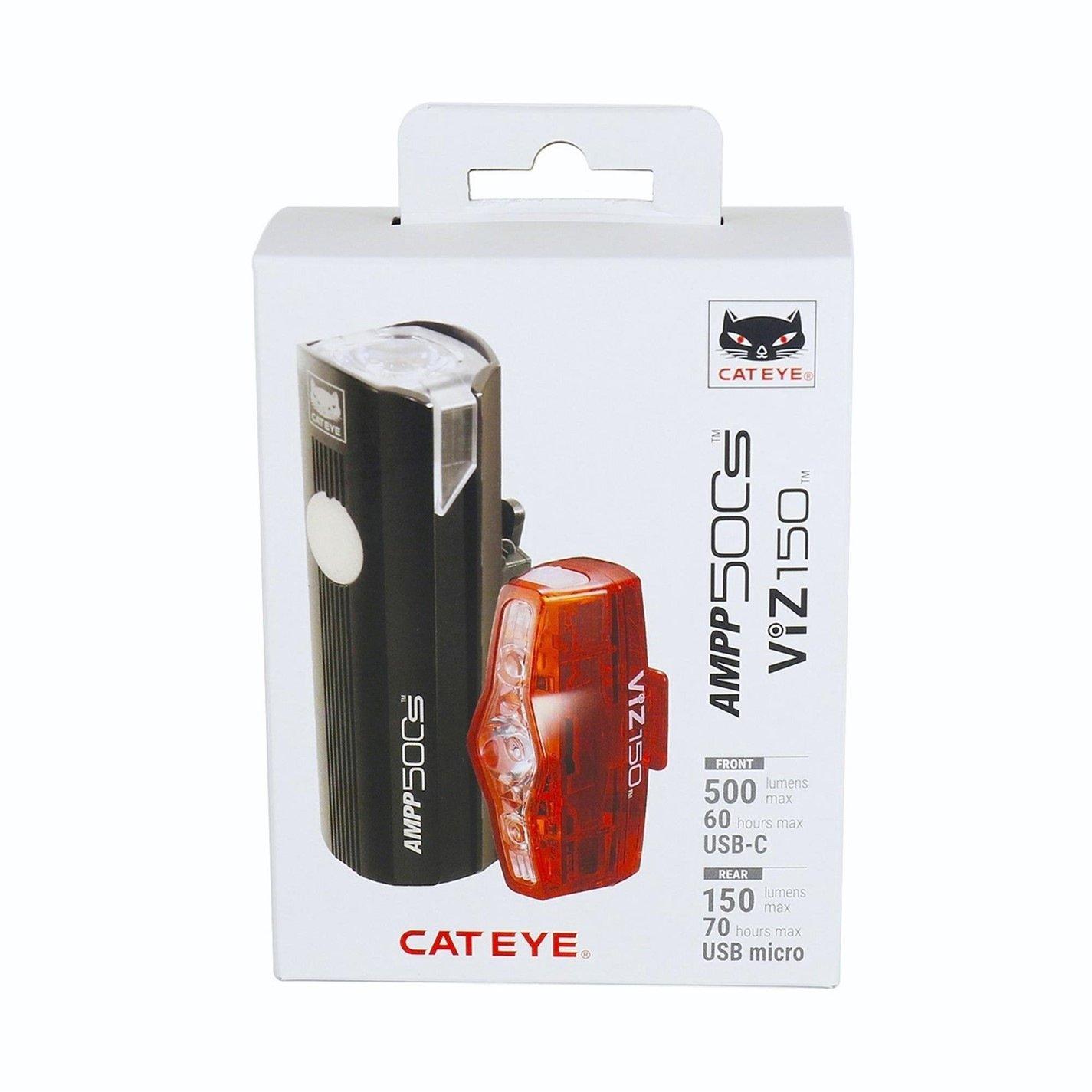 Black - Cateye - AMPP 500S & VIZ 150 Bike Light Set - 8