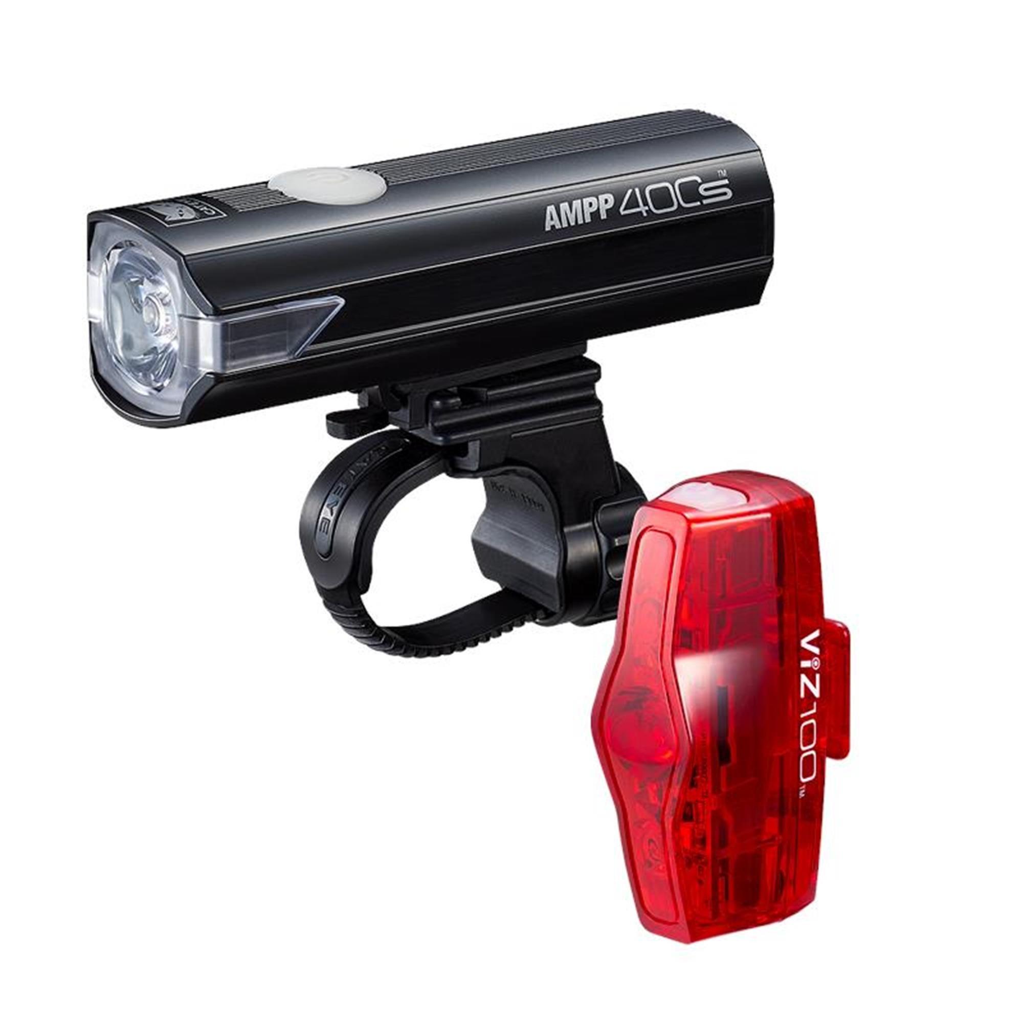 Black - Cateye - CatEye AMPP400S Bike Light Set - 1