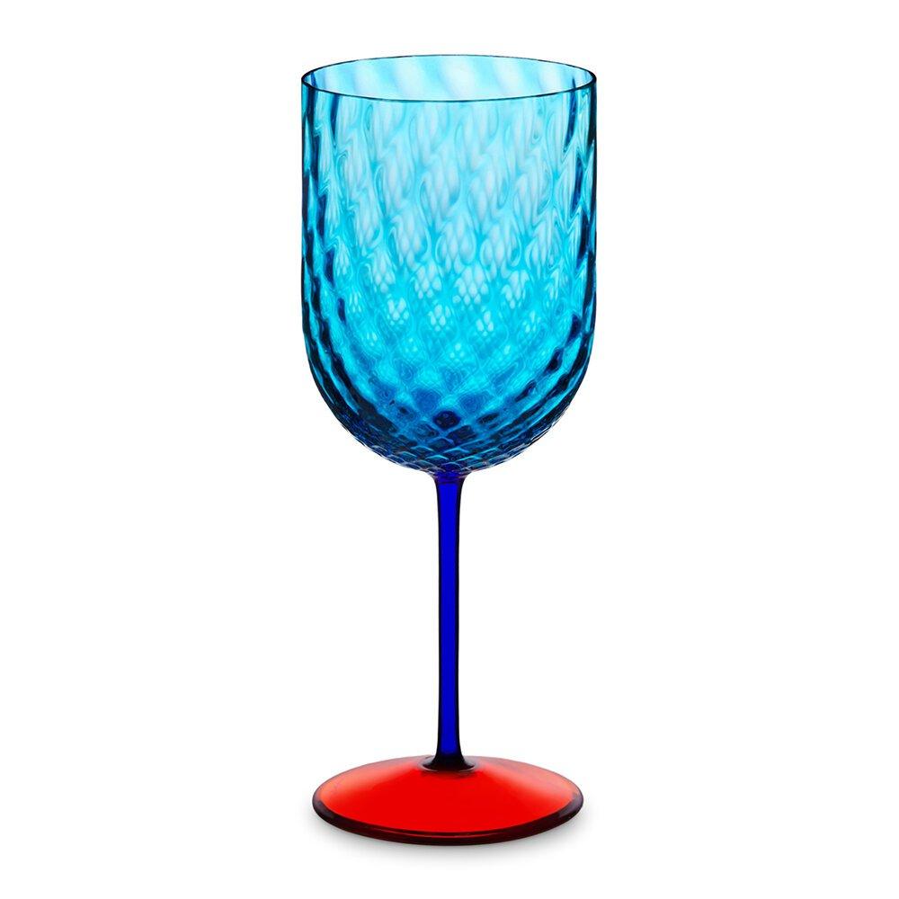 Red - Dolce and Gabbana Casa - DolceandGabbanaCasa Carretto Red Wine Glass - Bright Blue - 1