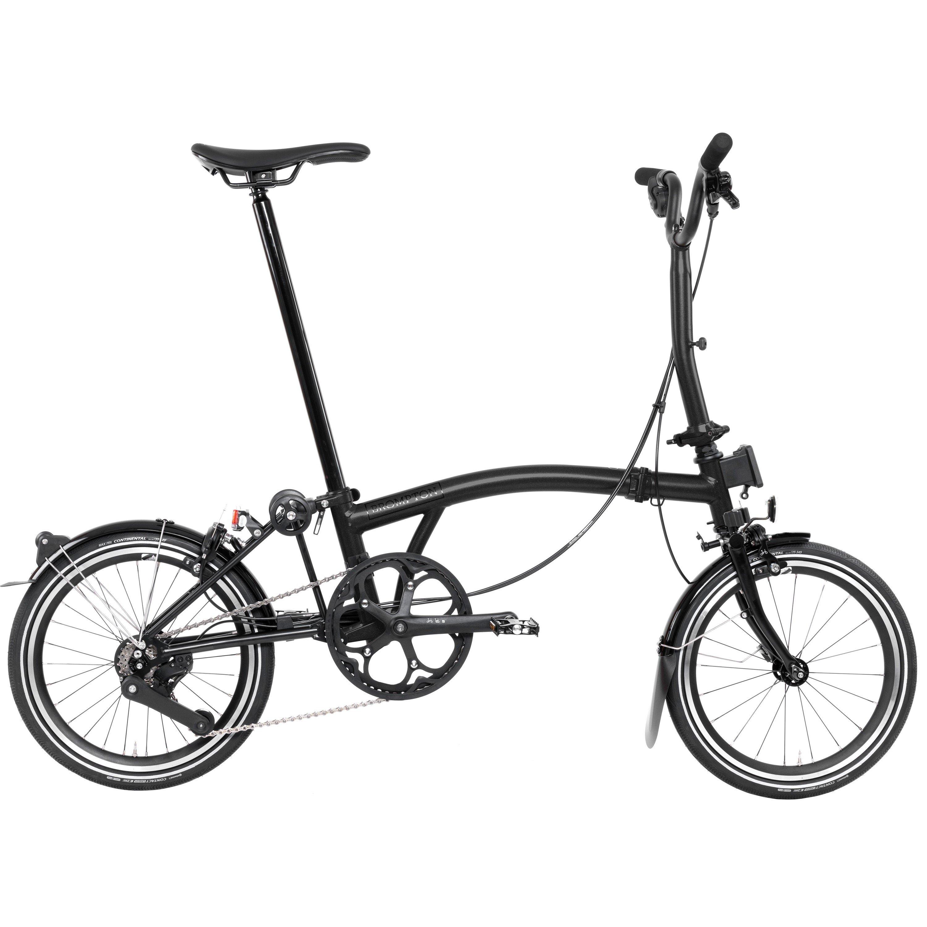 Midnight Black - Brompton - P Line 12-speed - Mid Handlebar - Folding Bike - 1