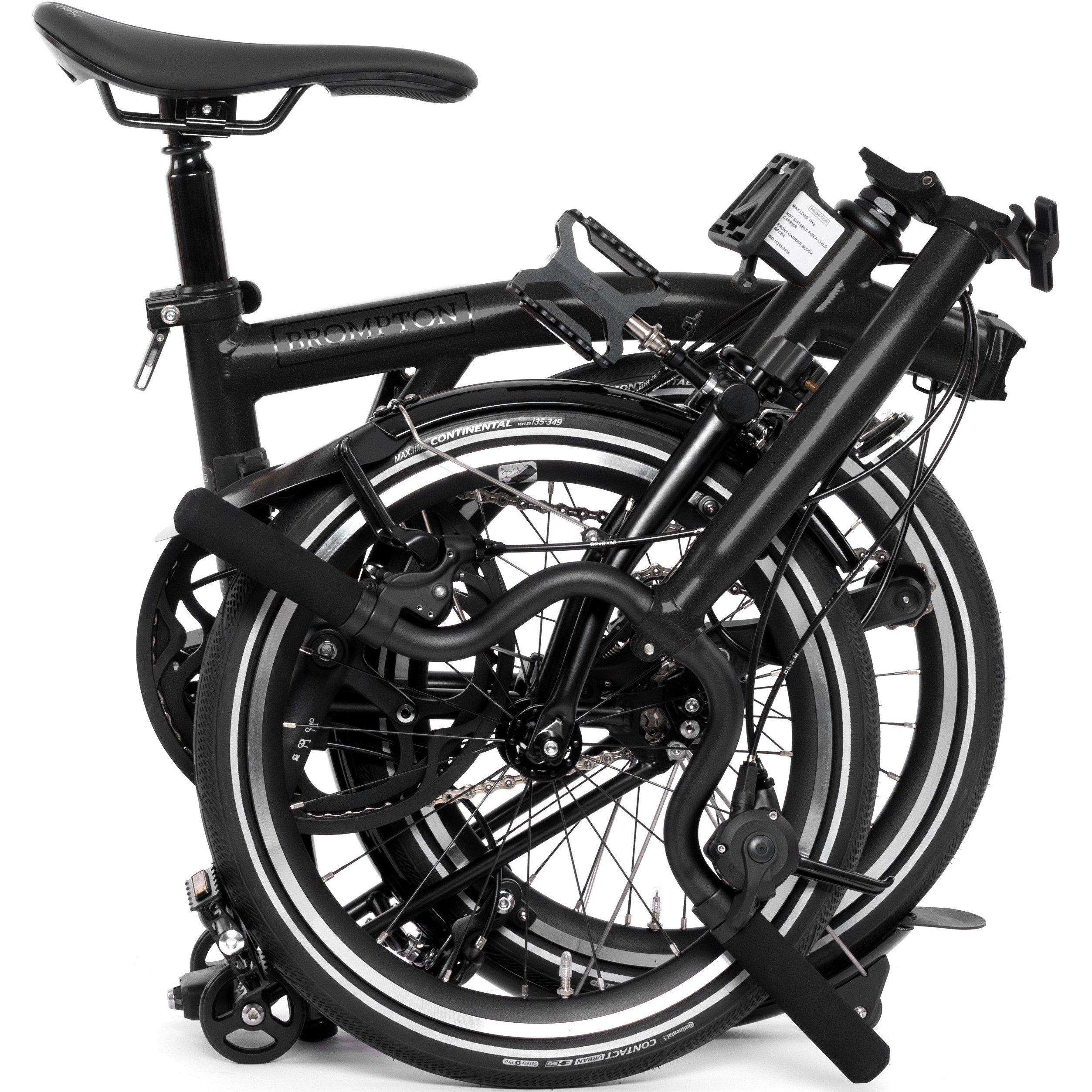 Midnight Black - Brompton - P Line 12-speed - Mid Handlebar - Folding Bike - 7