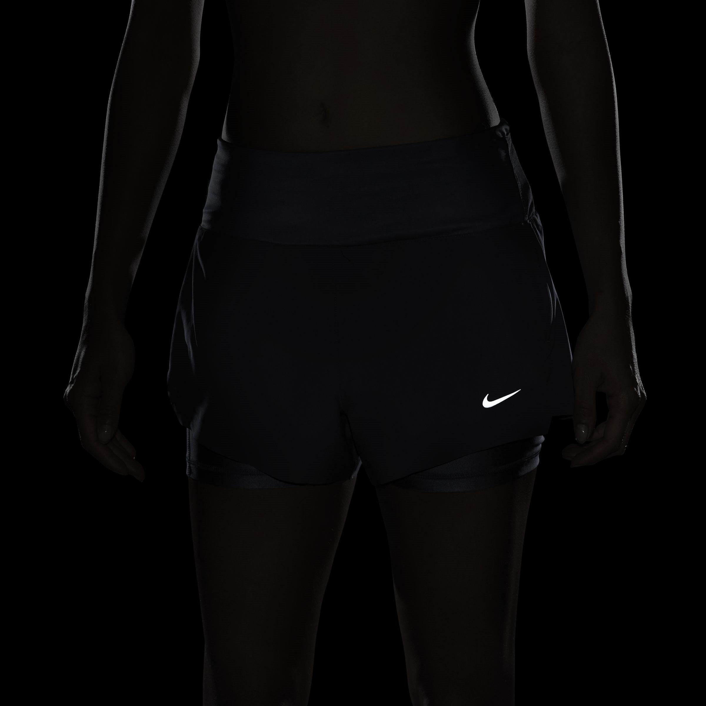 Verspreid Blauw/R - Nike - Dri-Fit Swift Women'S Mid-Rise 3 2-In-1 Running Shorts With Pockets - 8