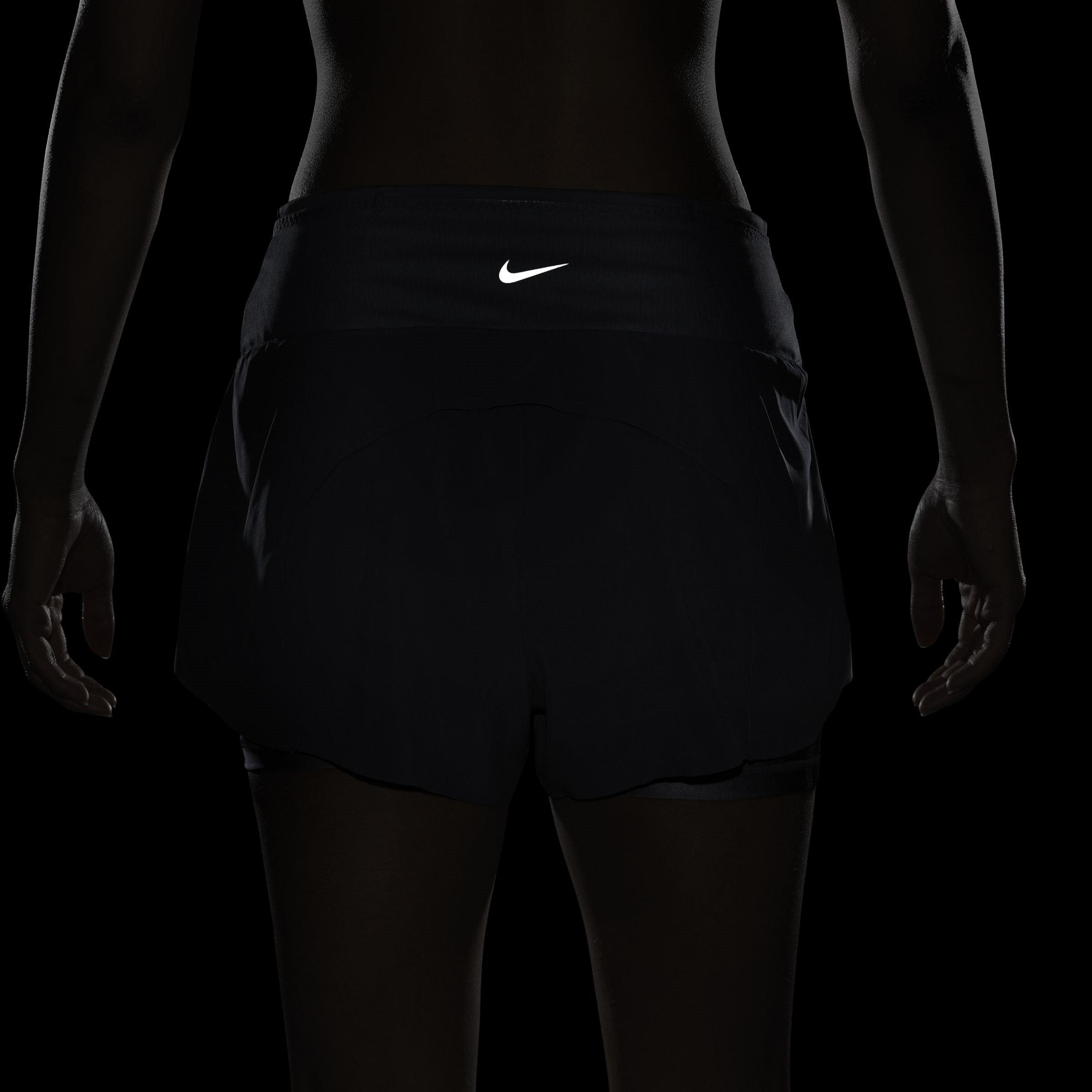 Verspreid Blauw/R - Nike - Dri-Fit Swift Women'S Mid-Rise 3 2-In-1 Running Shorts With Pockets - 9
