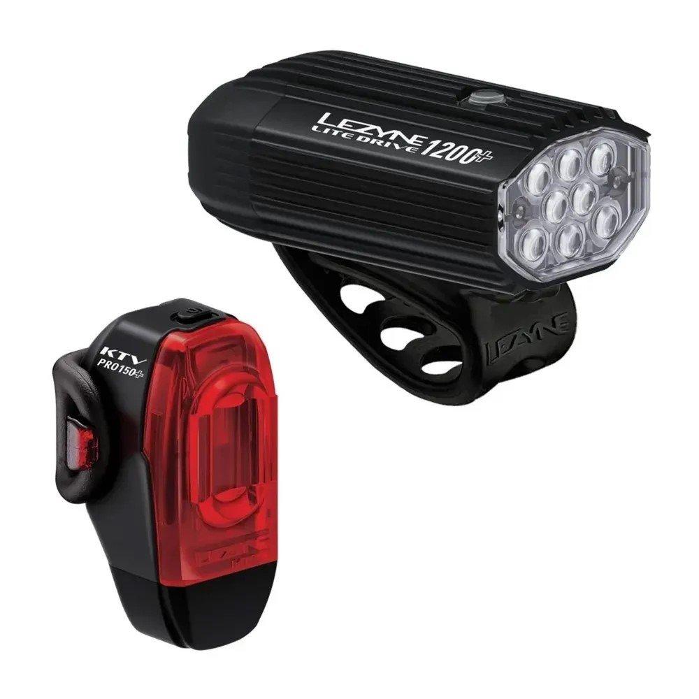 Black - Lezyne - Lite Drive 1200+ KTV Drive Pro+ LED Lights Set