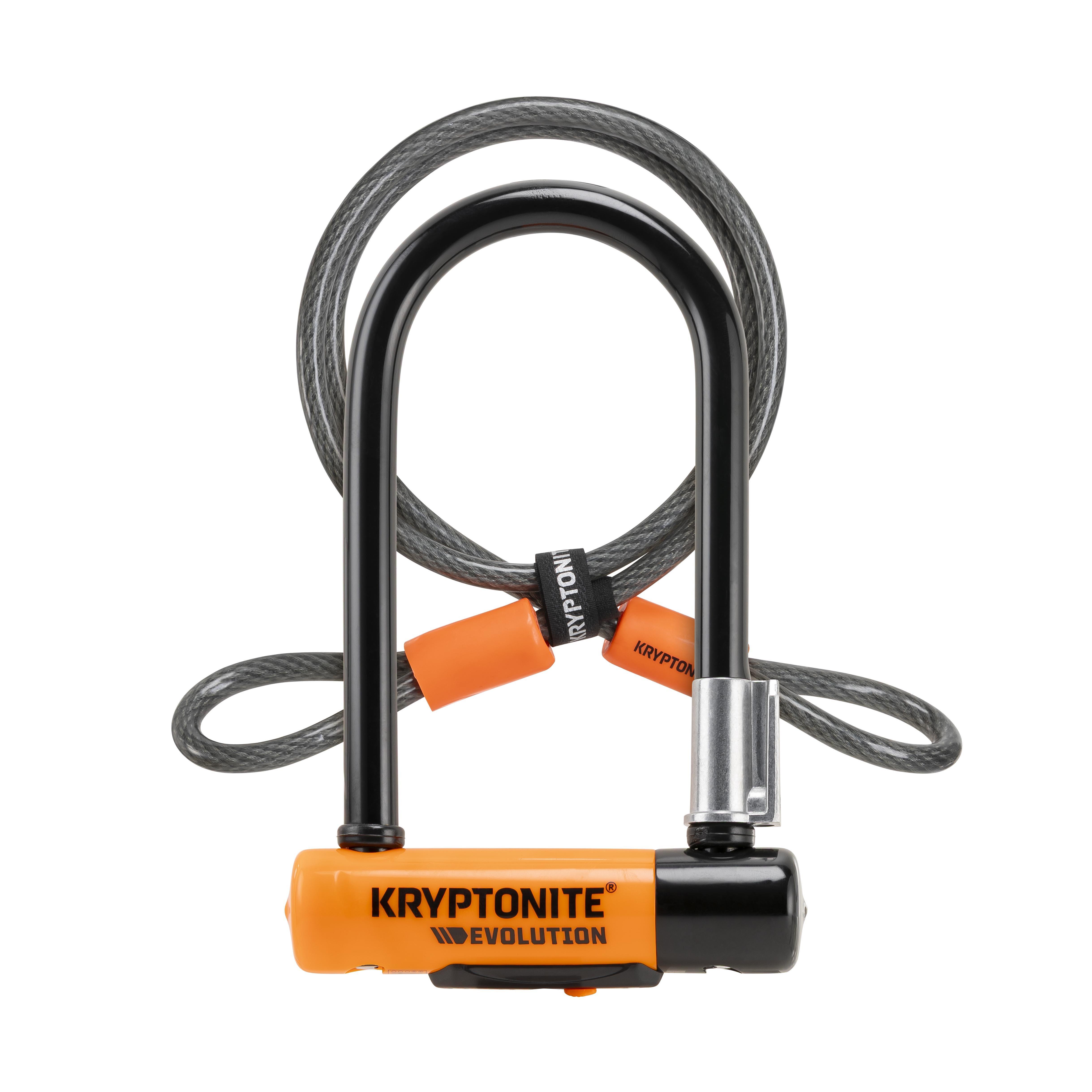Kryptonite  Evolution Mini-7 D Lock With Kryptoflex Cable Sold Secure Gold - Black/Orange