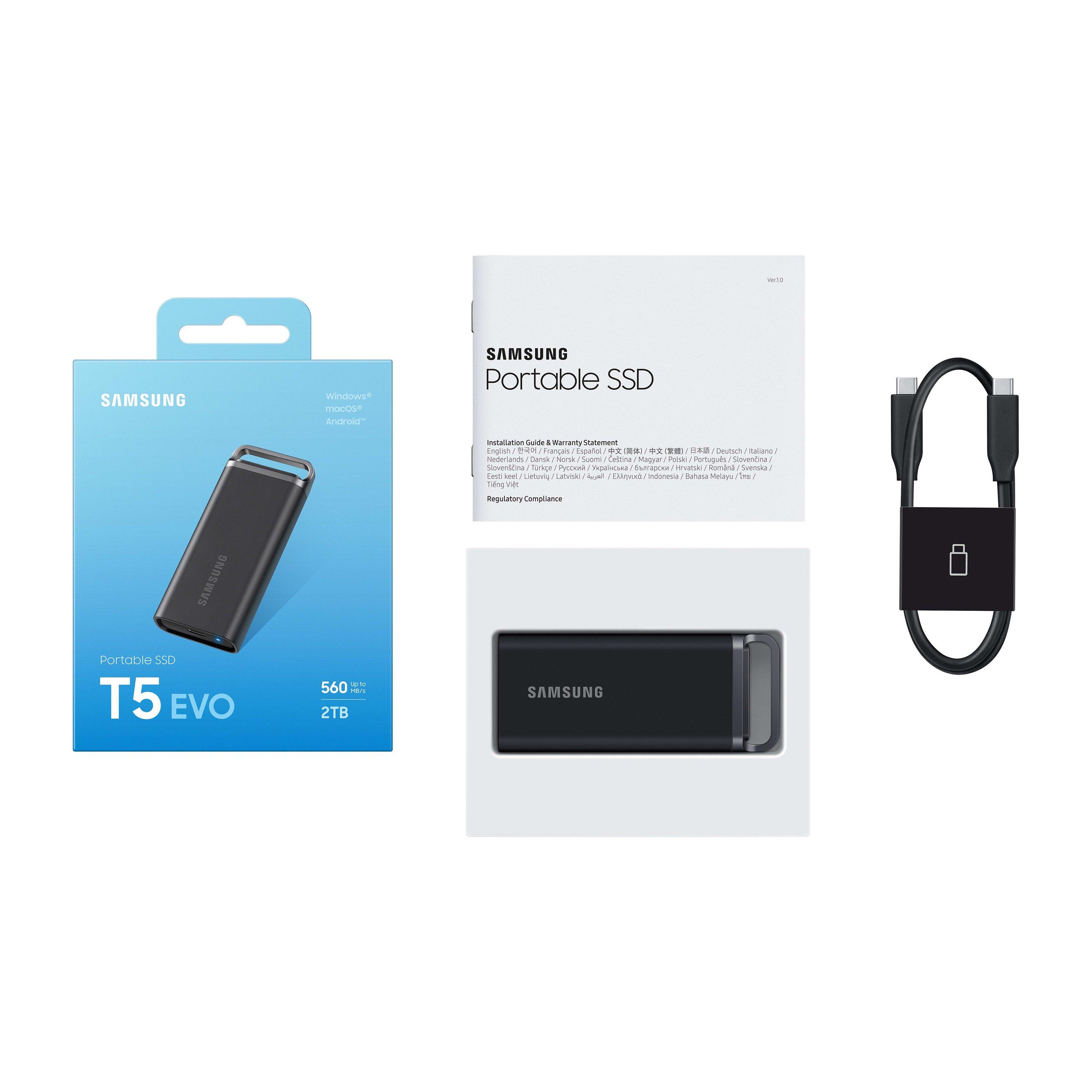 2TB - Samsung - T5 EVO 2TB Portable SSD - Black - 6