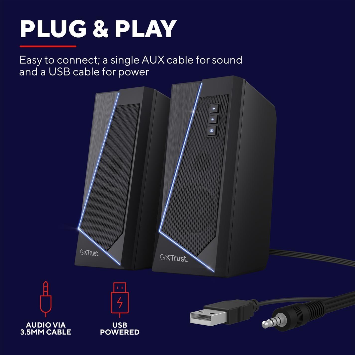 Black - Trust - GXT 609 Zoxa RGB LED Speaker Set - 3