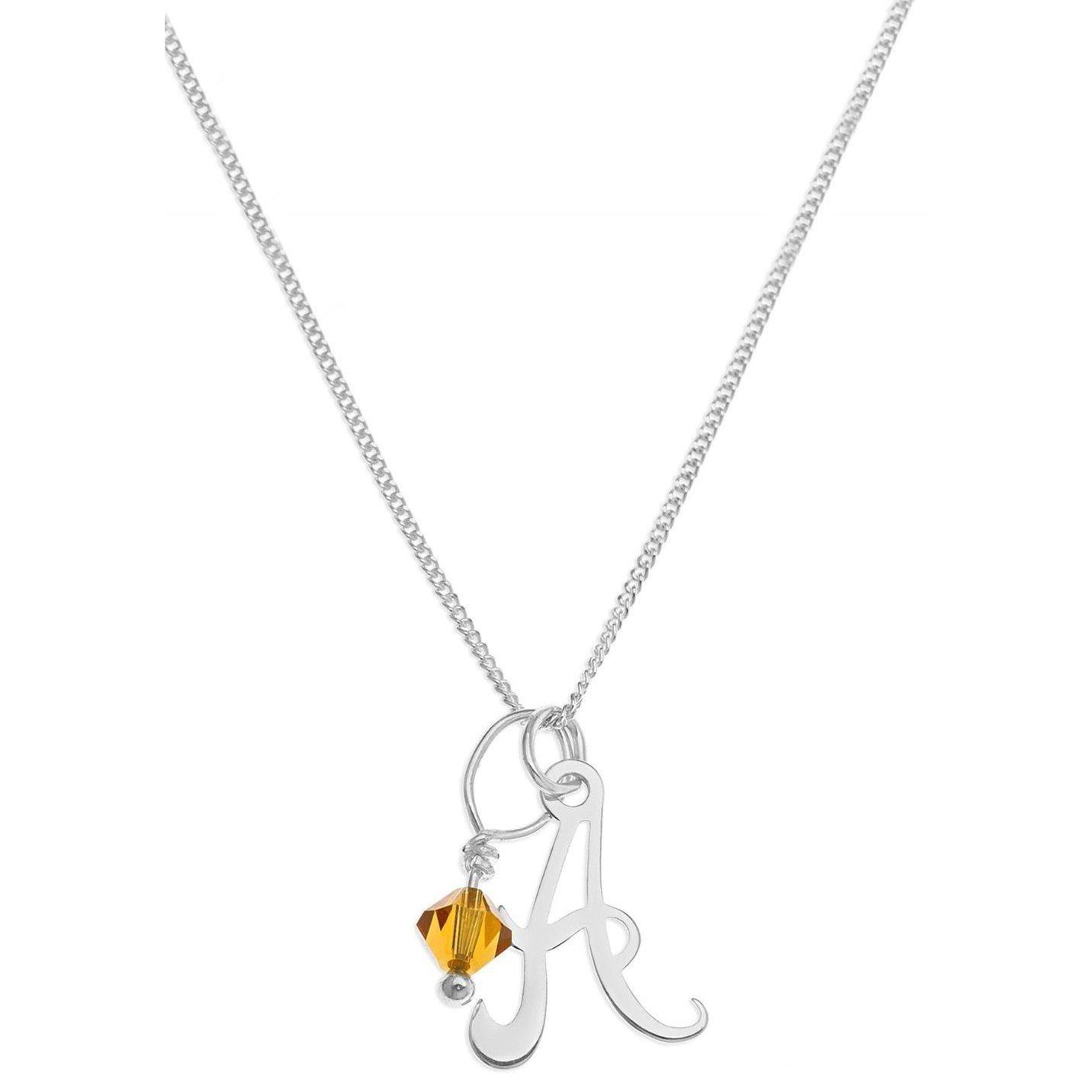 Silver - Be You - Sterling Silver Initial Cry Birthstone Pendant