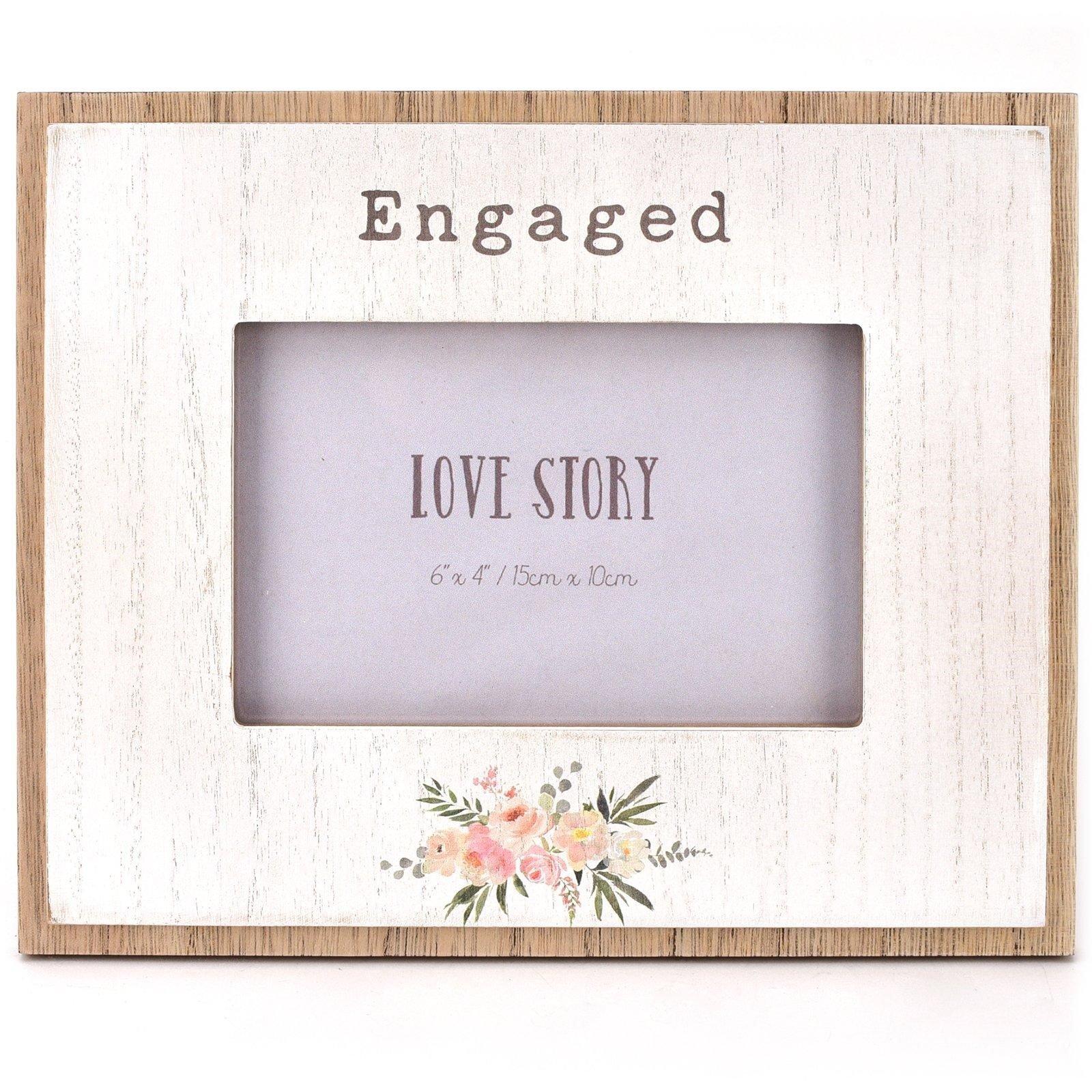 White/Brown - Celebrations - Love Story Photo Frame 6 x 4 Engaged
