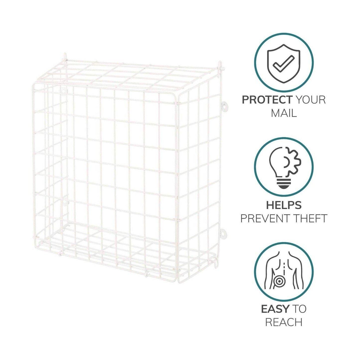 Black - Homelife - White Letter Box Catcher Basket With Lift Up Lid - 4