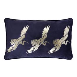 Laurence Llewelyn-Bowen Qing Foil Printed Filled Cushion in Navy