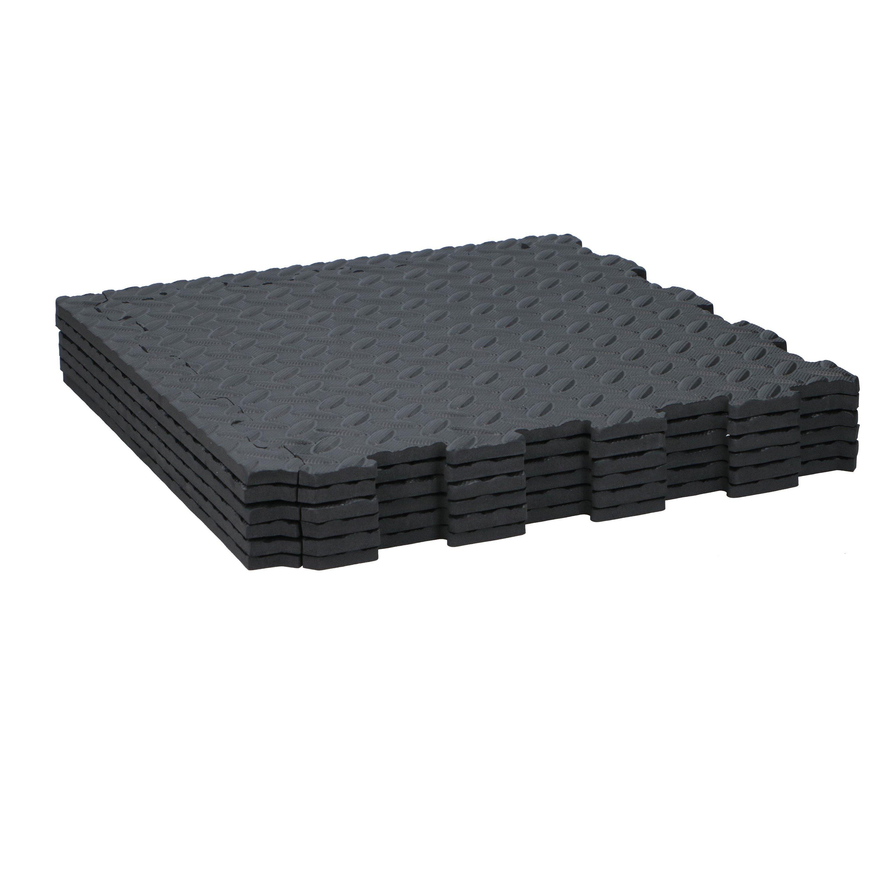 Black - Kinzo - 6 Pack Floormats 40cmx40cm - 4
