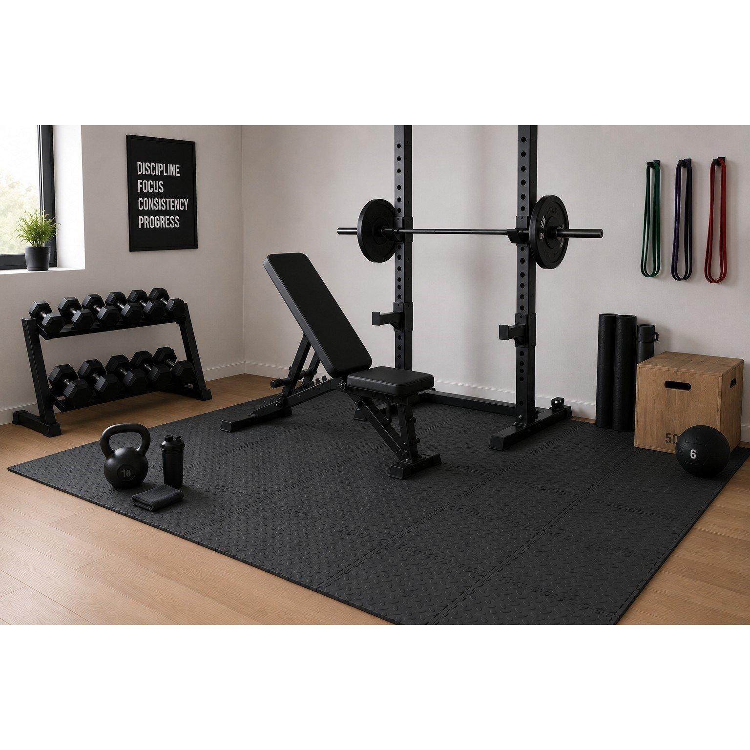 Black - Kinzo - 6 Pack Floormats 40cmx40cm - 5