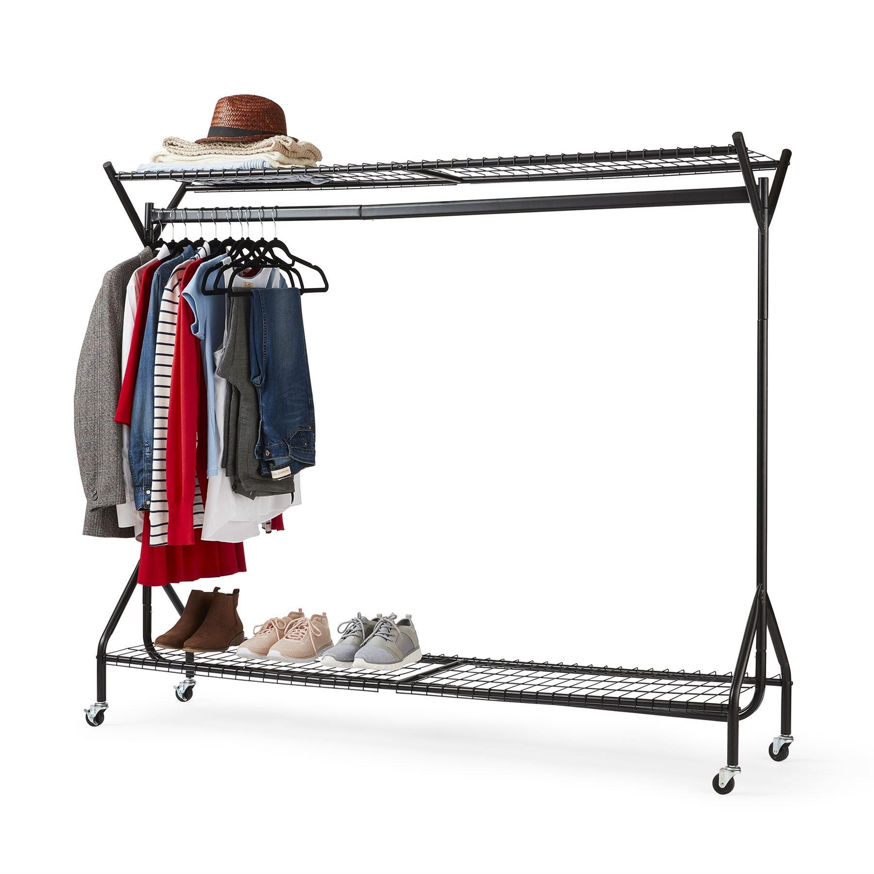 Black - House of Home - Clothing Rail Heavy Duty 6ft x 5ft Hanging Rack - 3