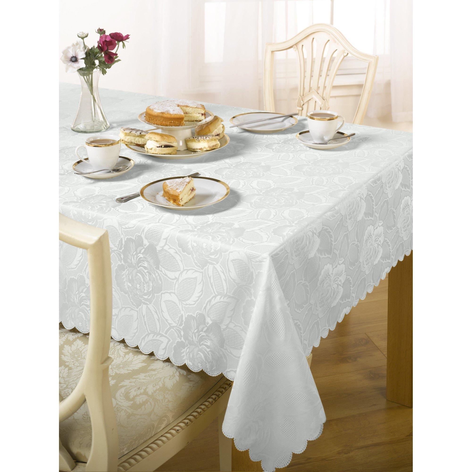 White - Emma Barclay - Damask Rose - Jacquard Table Cloth