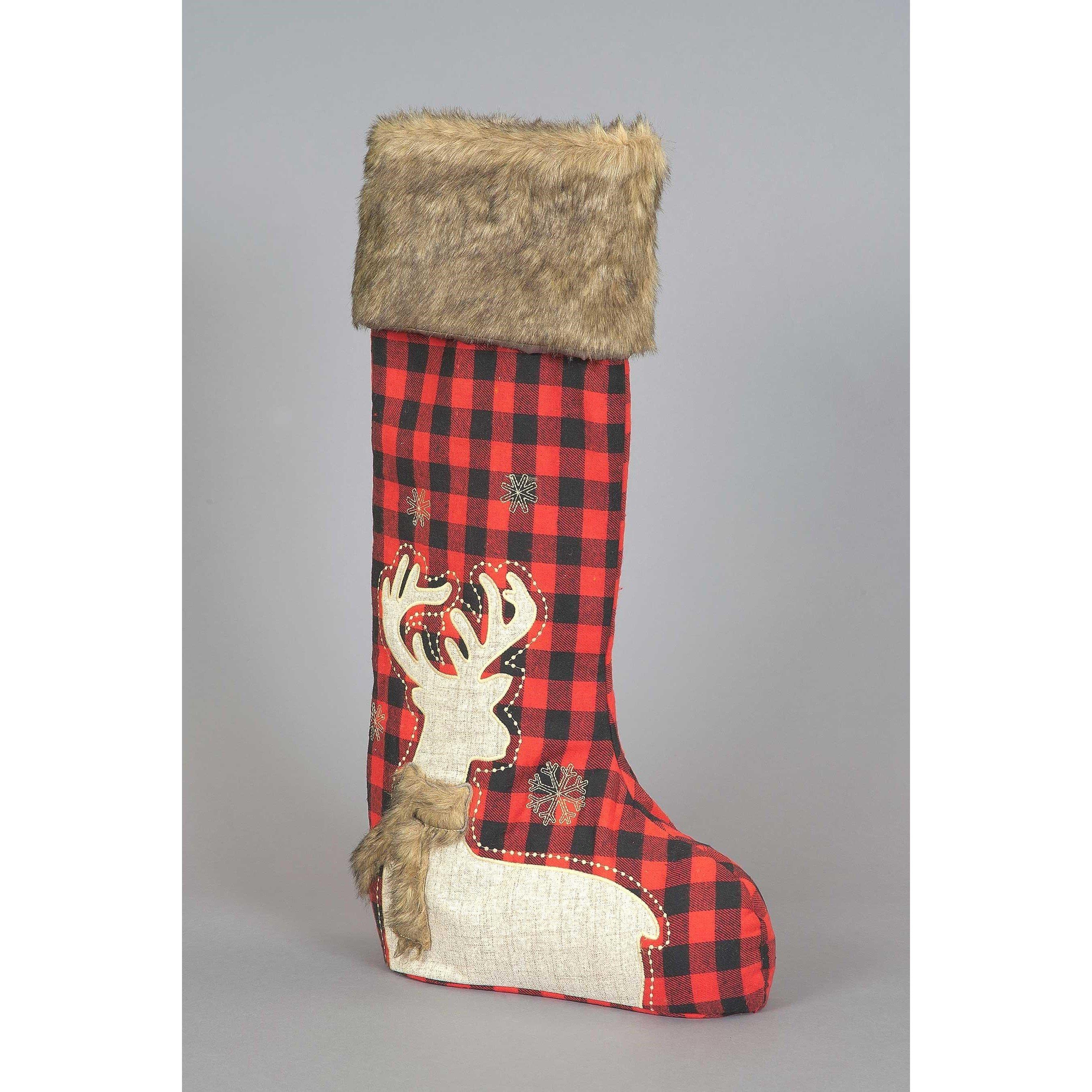 Snowtime 76cm Standing Deer Stocking with Fur Cuff