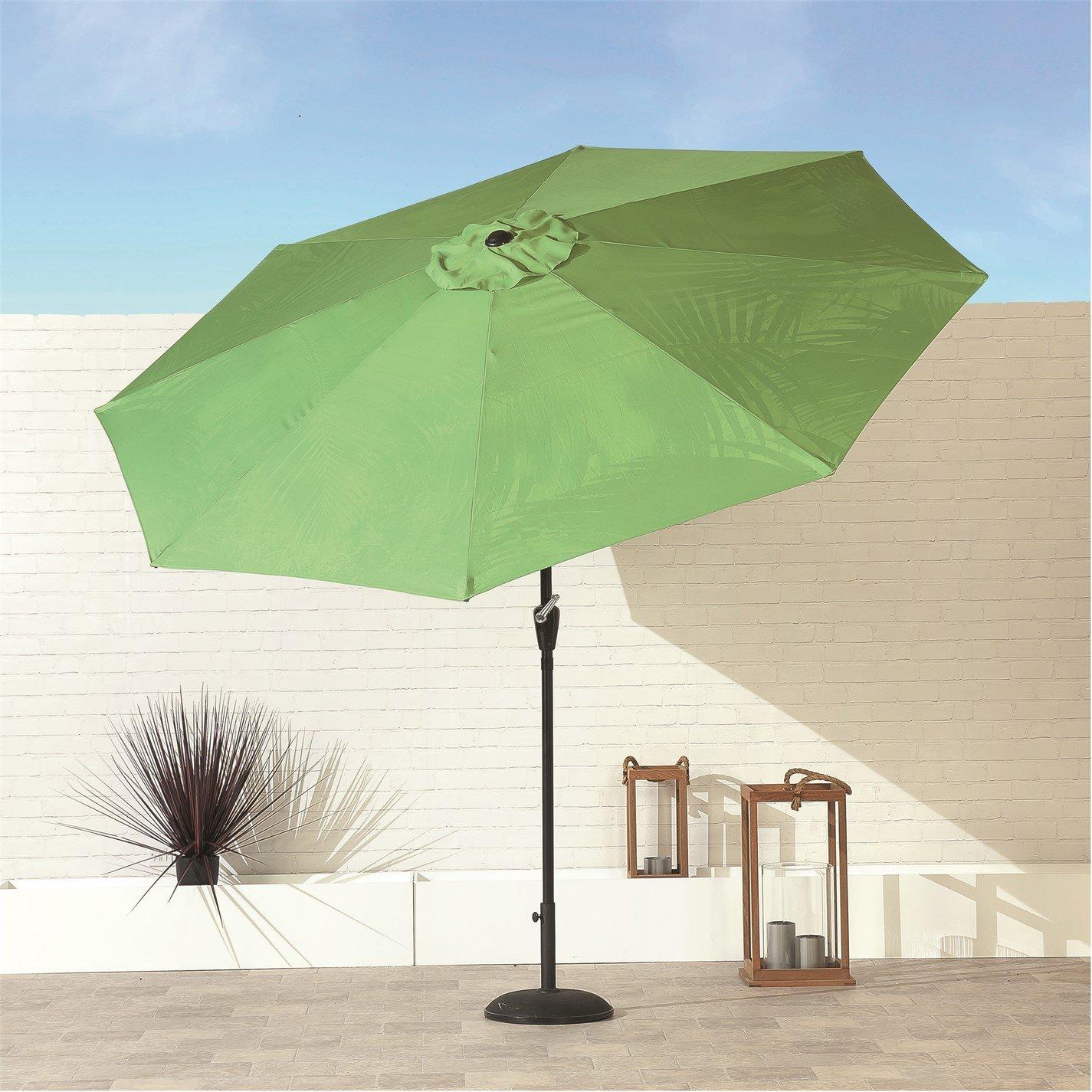 Green - Suntime - 3m Palm Print Crank and Tilt Parasol - 2