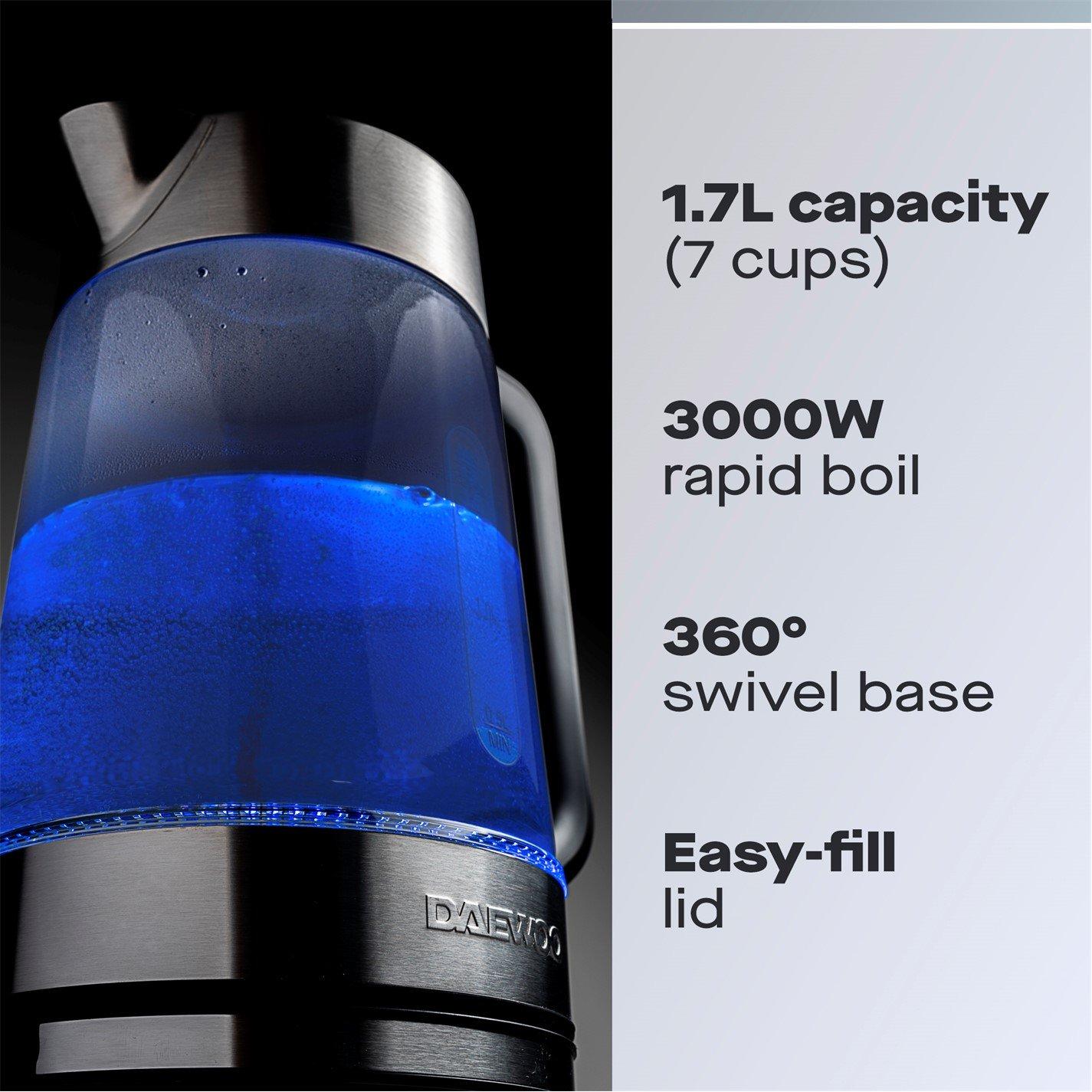 Clear - Daewoo Electricals - 1.7L 3KW EASY FILL ILLUMINATING KETTLE - 2
