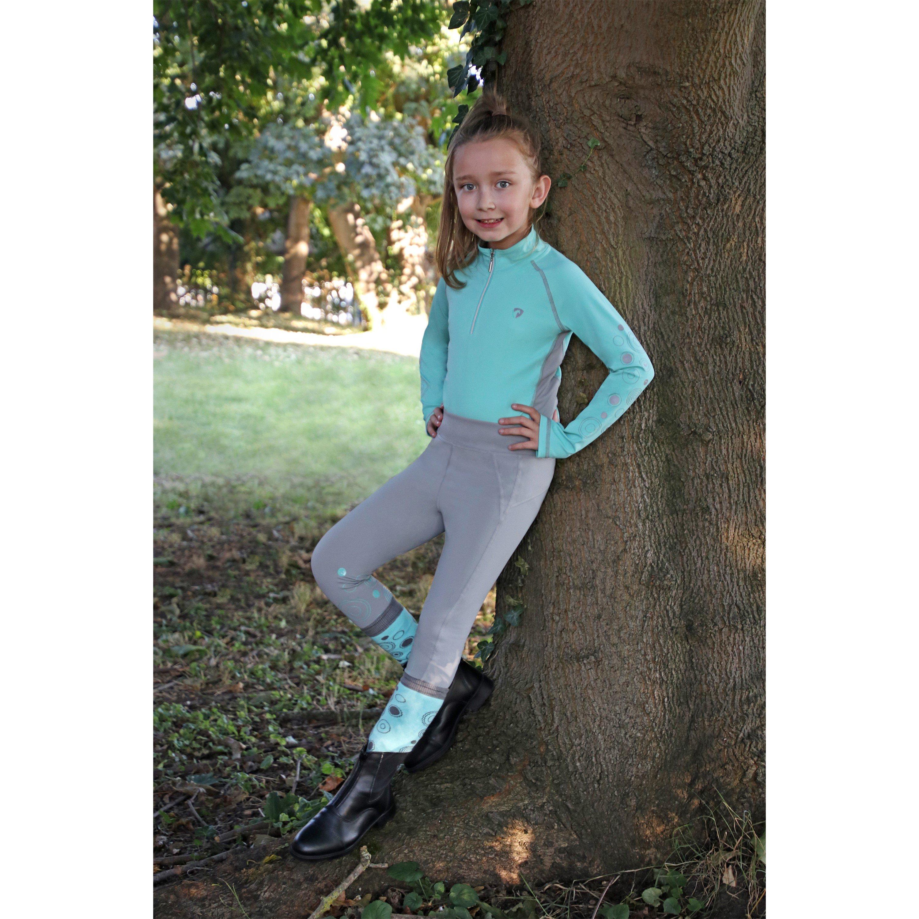 Mint/Grey - HY Equestrian - Kids' DM Eclipse Baselayer Top - 4