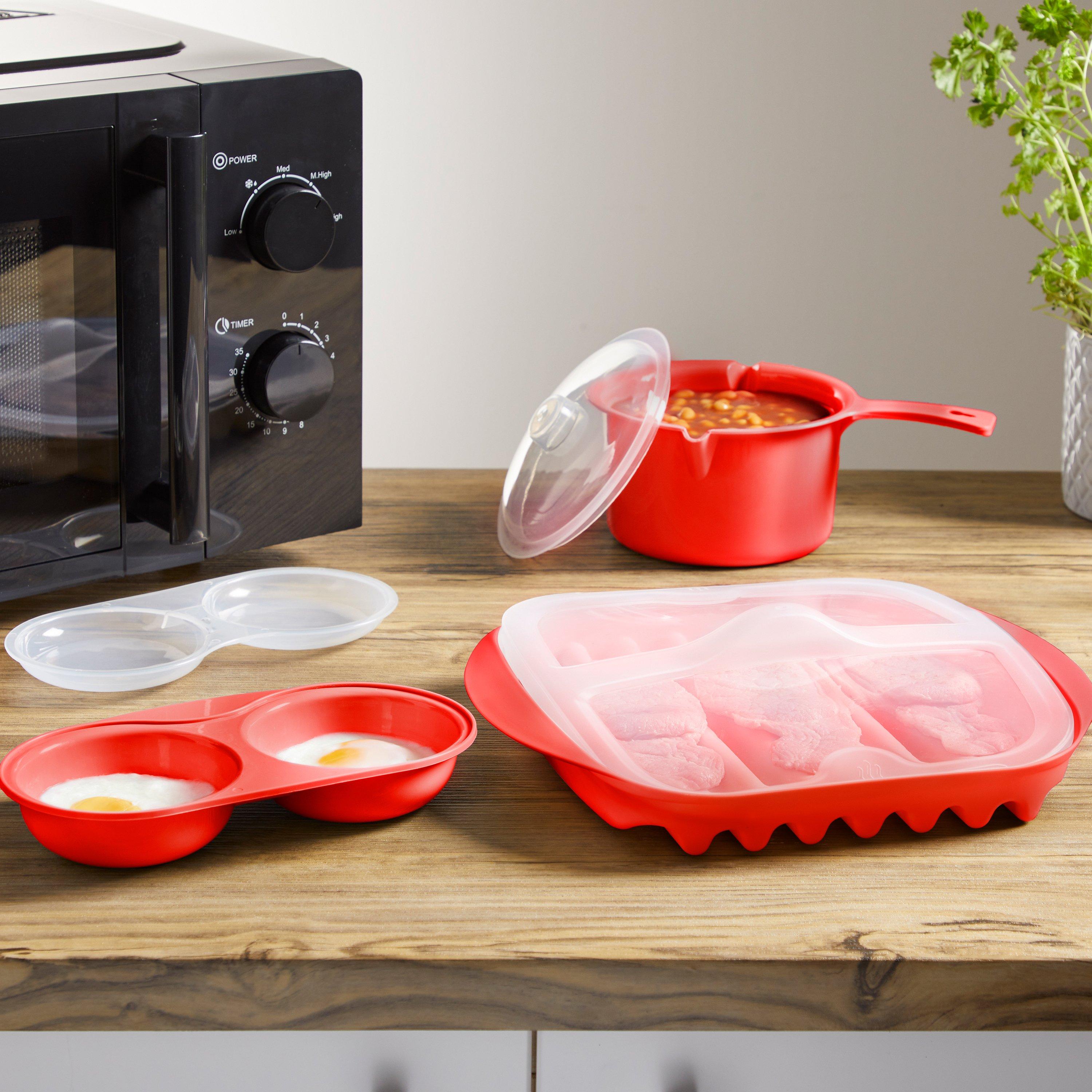 Red - Homelife - 3 Piece Breakfast Microwave Set - 1