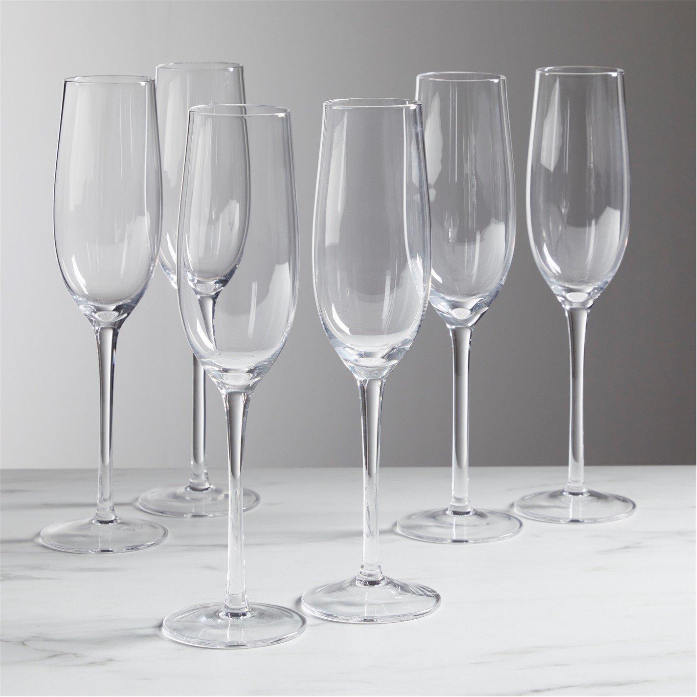 Clear - Homelife - Pack of 6 Champagne Flutes - 1