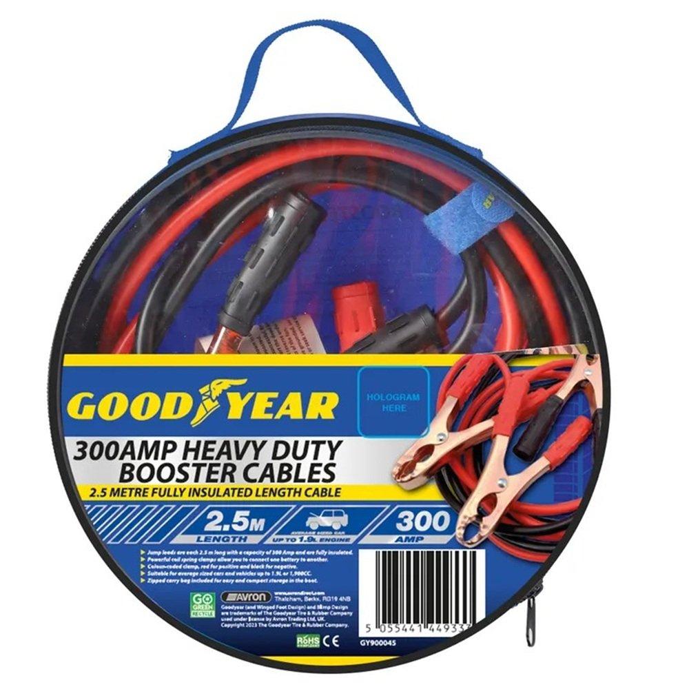 Rød/Sort - Goodyear - Goodyear 2.5M 300Amp Jump leads are both 2.5M - 2