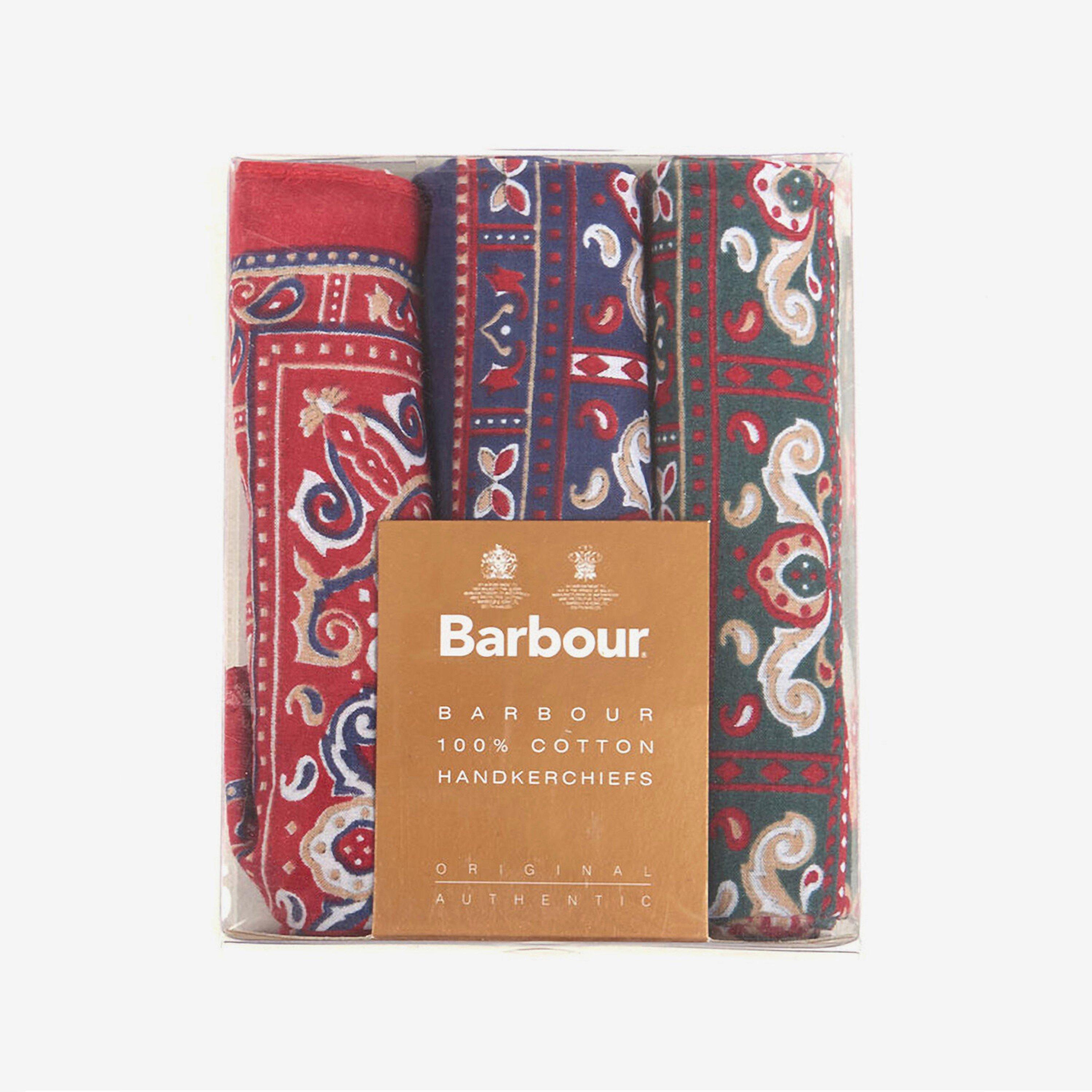 Green/Red MI11 - Barbour - Men's Paisley Cotton 3-Pack Handkerchiefs - 4