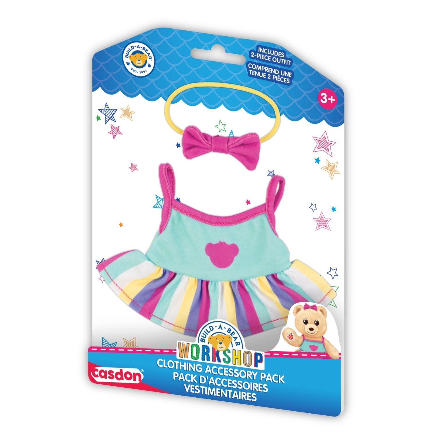 Dress & Bow - Casdon - Toy Build-a-Bear Workshop Clothing pack - Striped Dress & Bow - 1