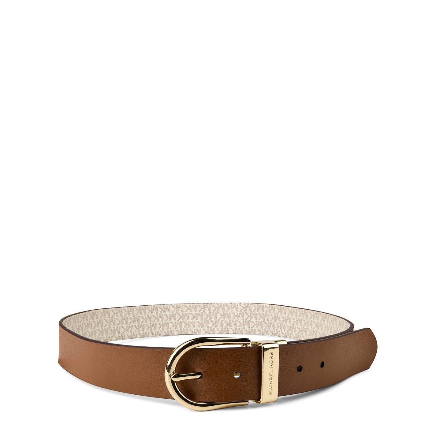 Vanilla/Lugg - MICHAEL Michael Kors - Leather Logo Belt - 2