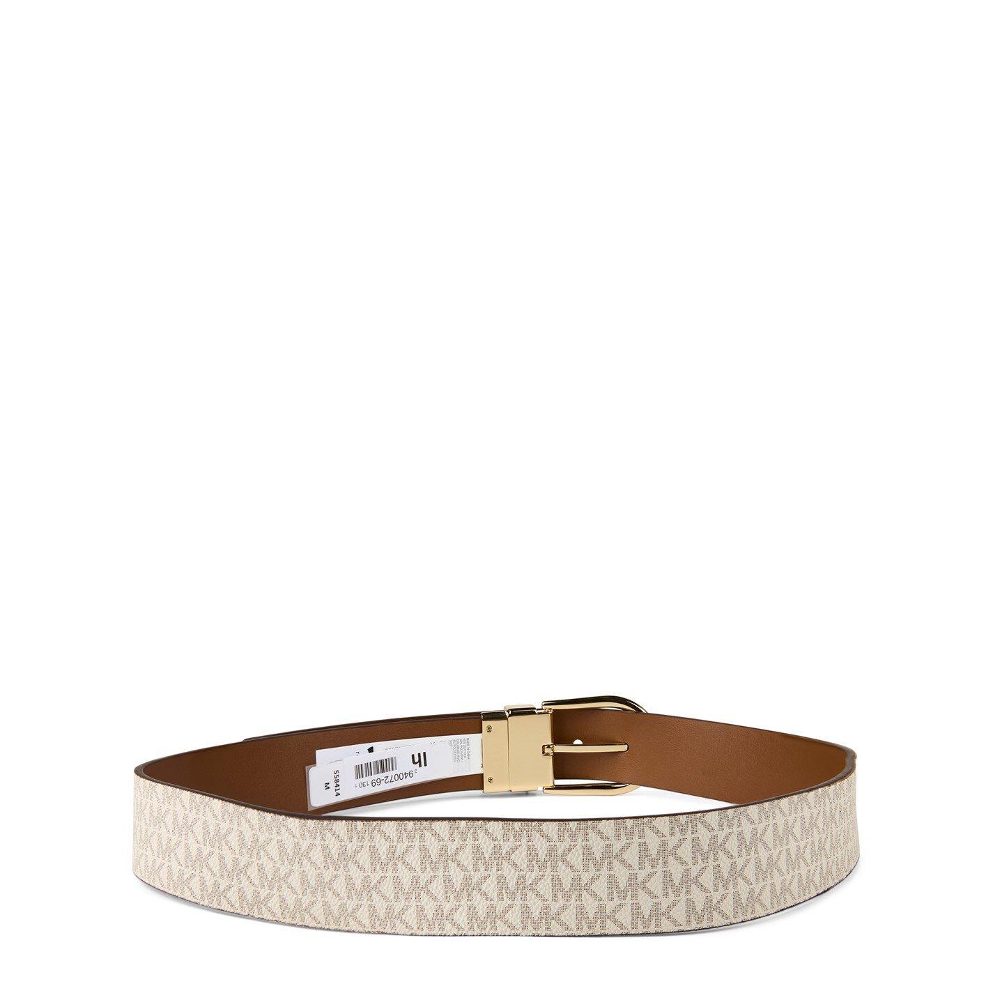 Vanilla/Lugg - MICHAEL Michael Kors - Leather Logo Belt - 3