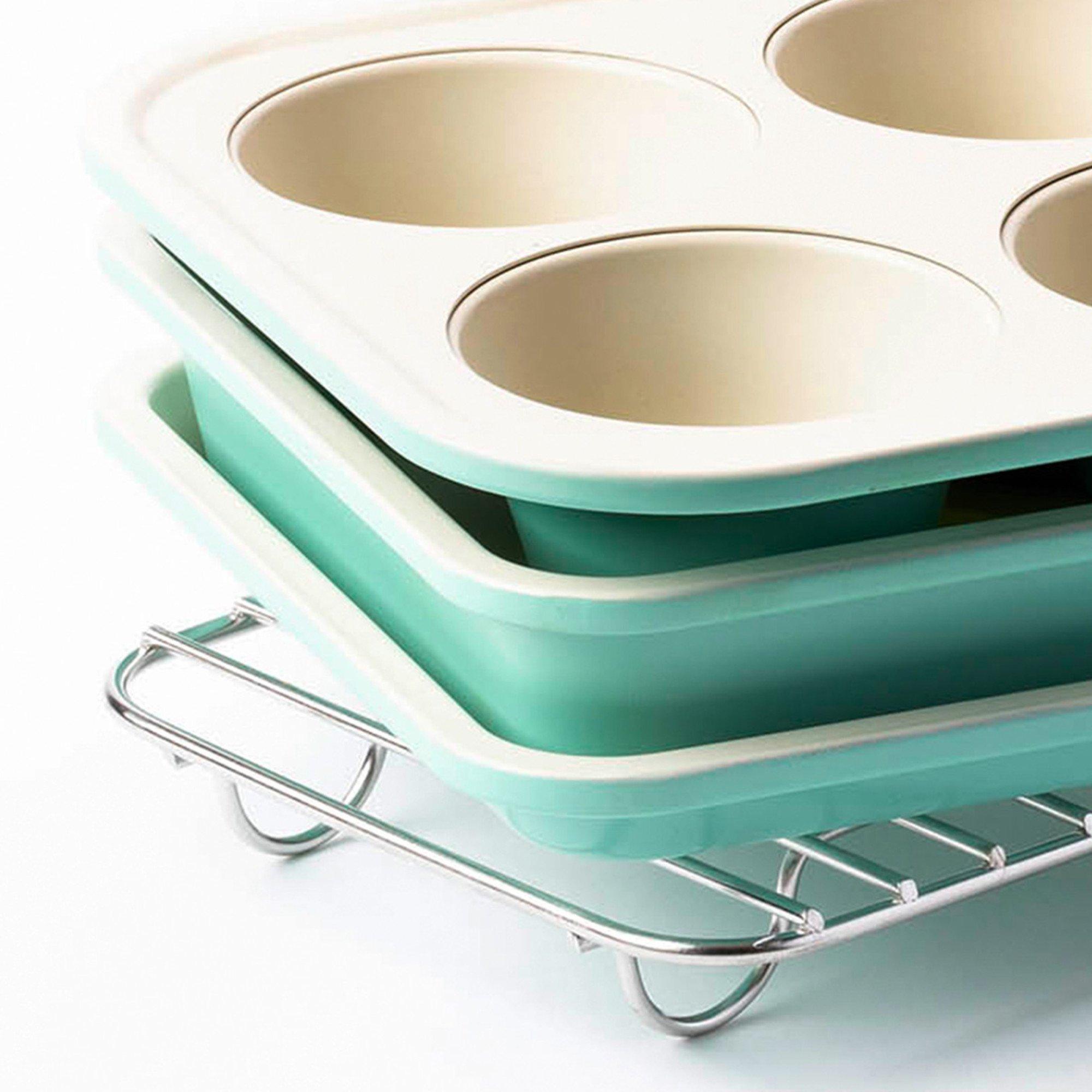 White/Blue - Green Life - GreenLife Ceramic Non-Stick 4 Piece Baking Set PFAS Free - 3