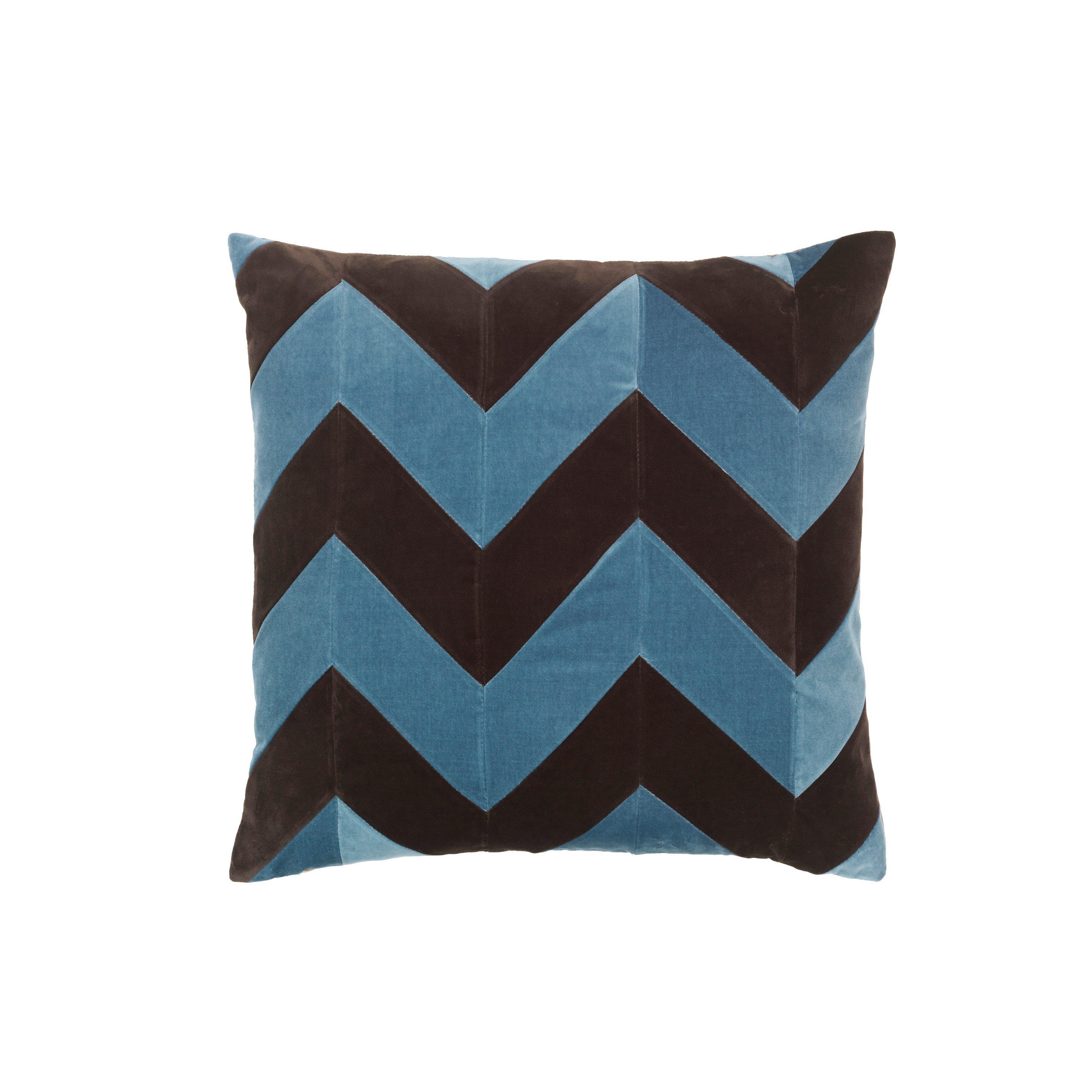 Christina Lundsteen Zig Zag Cushion 60cm x 60cm - Blue / Choc