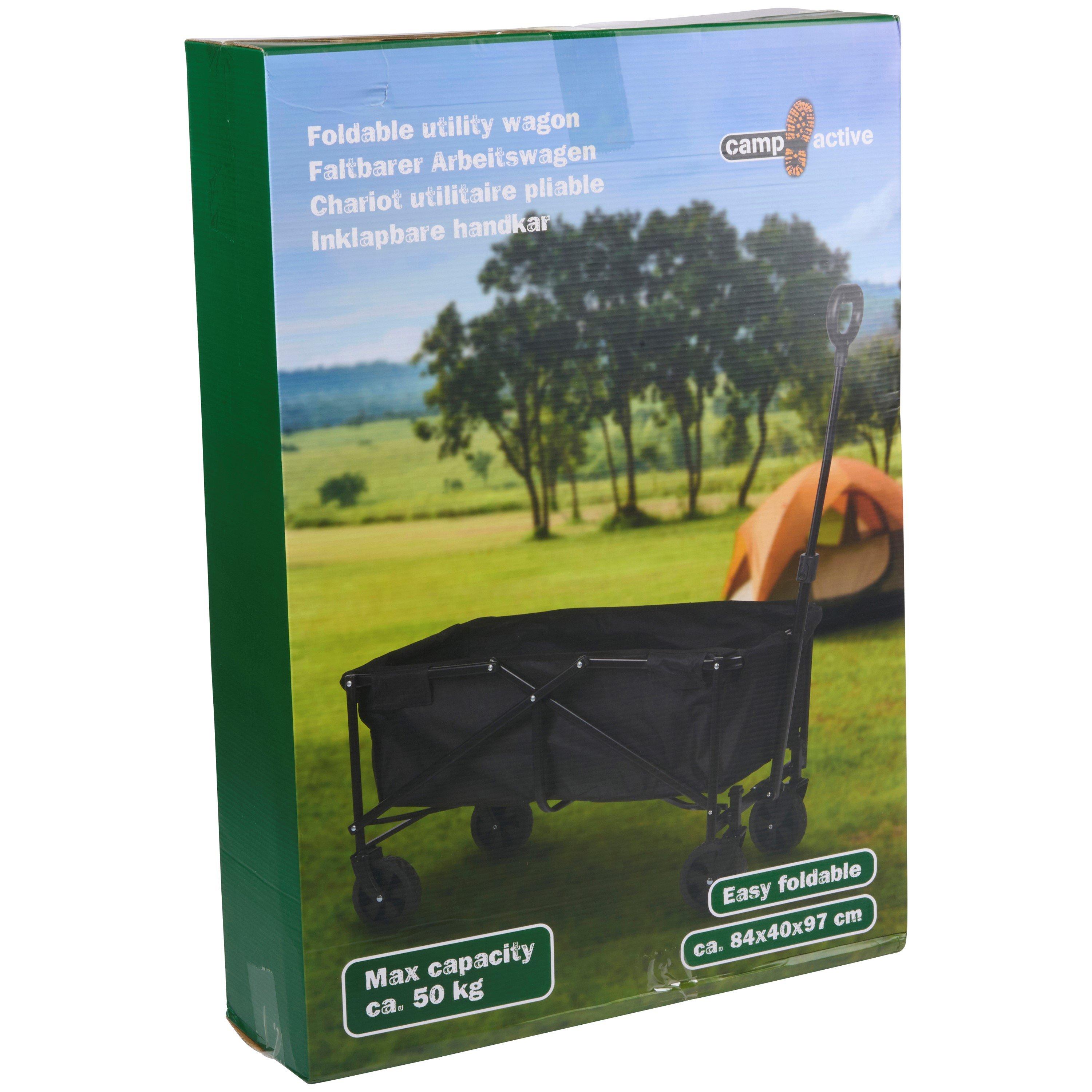 Black - Camp Active - CAMP ACTIVE Foldable Utility Wagon 80cm - 2