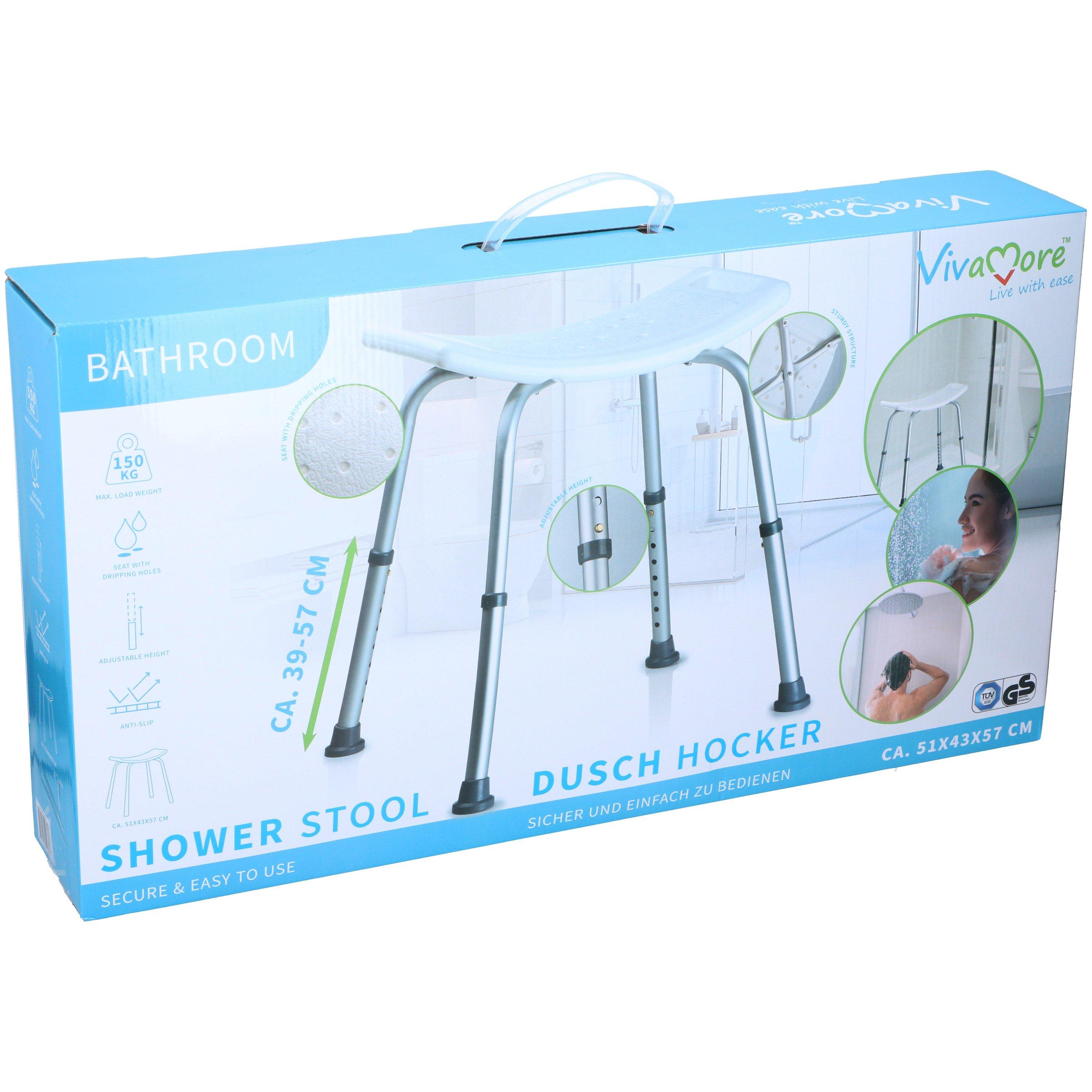 White - Vivamore - Lightweight Adjustable Non-Slip Shower Chair - 2