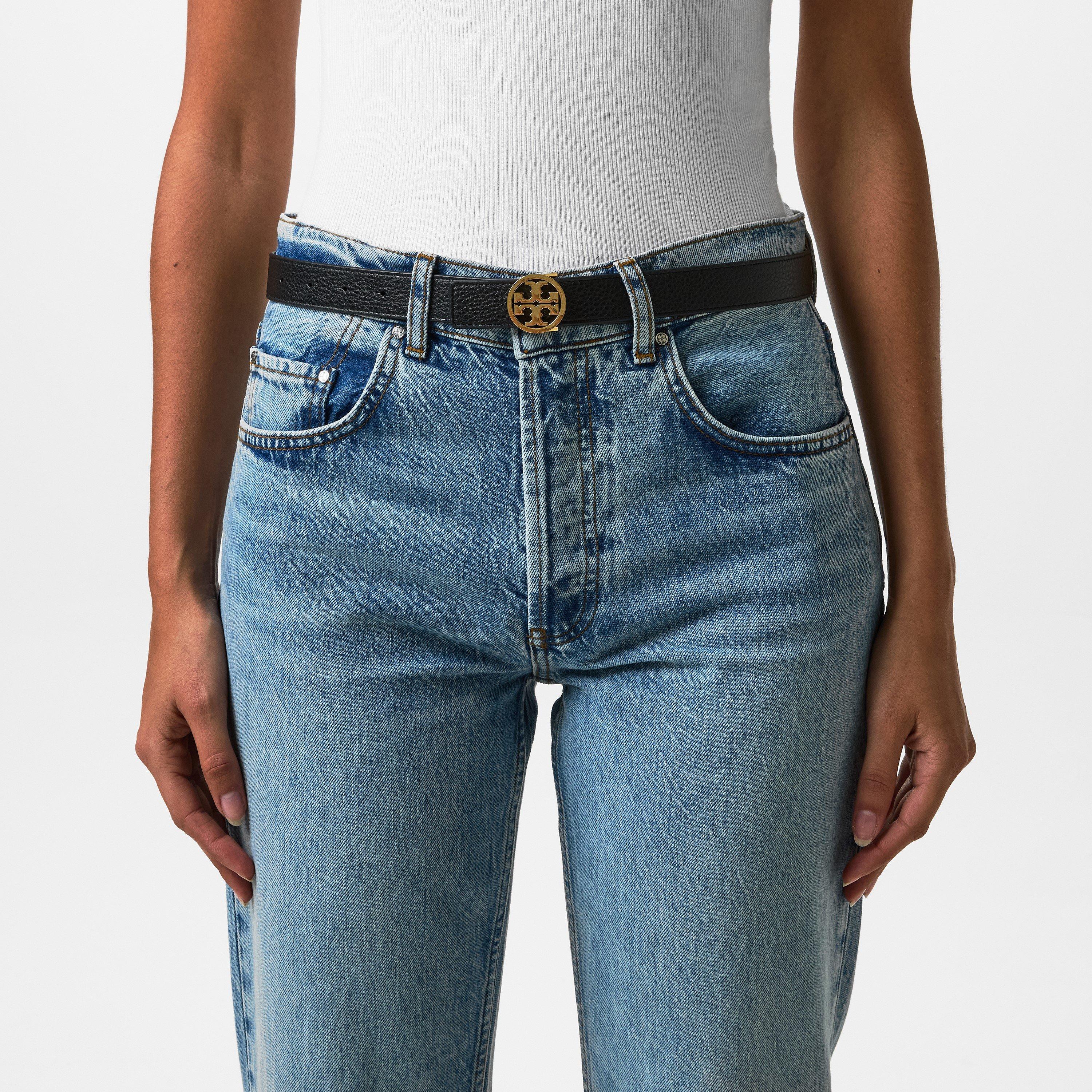 Black/Gold - Tory Burch - Tory Burch 1inch Logo Belt - 2