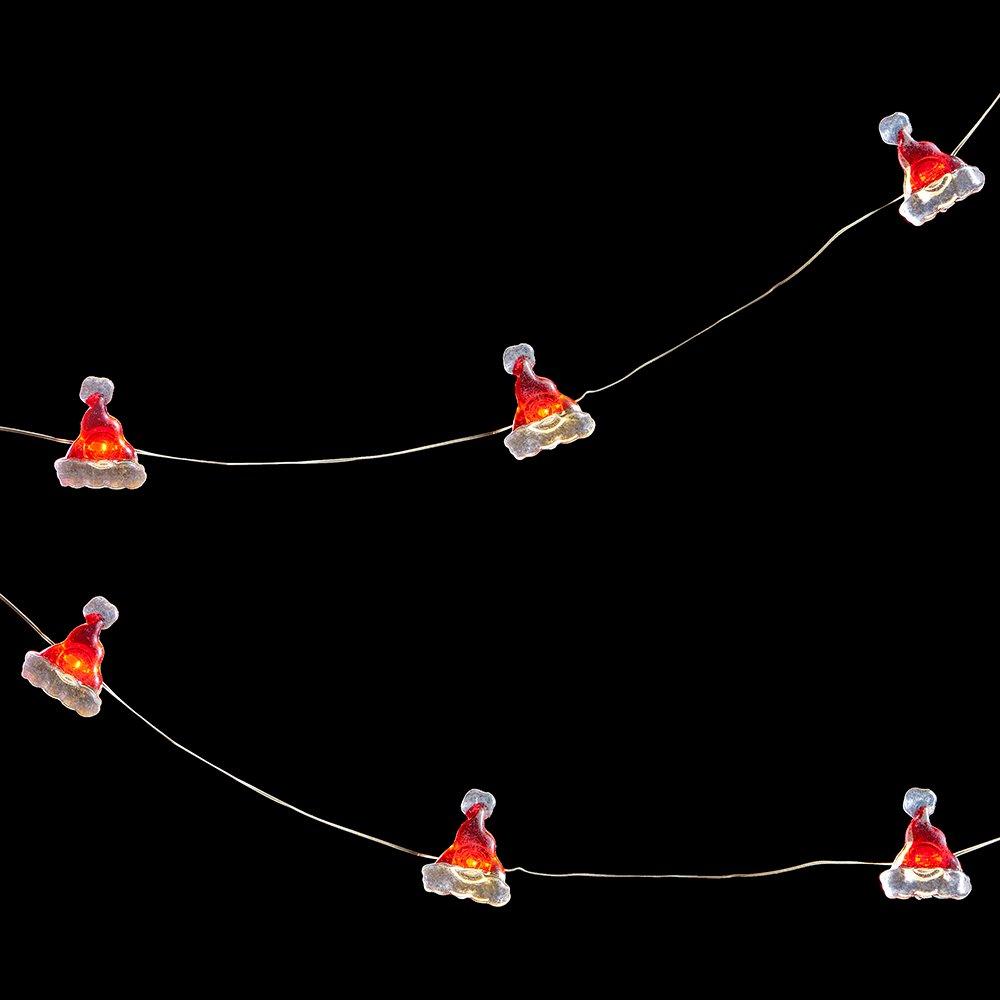 Santa - The Spirit Of Christmas - 2.2m Battery Operated Santa Hat LED String Lights