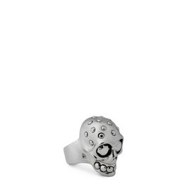 Alexander McQueen Knuckle Skull Ring In Antique Silver