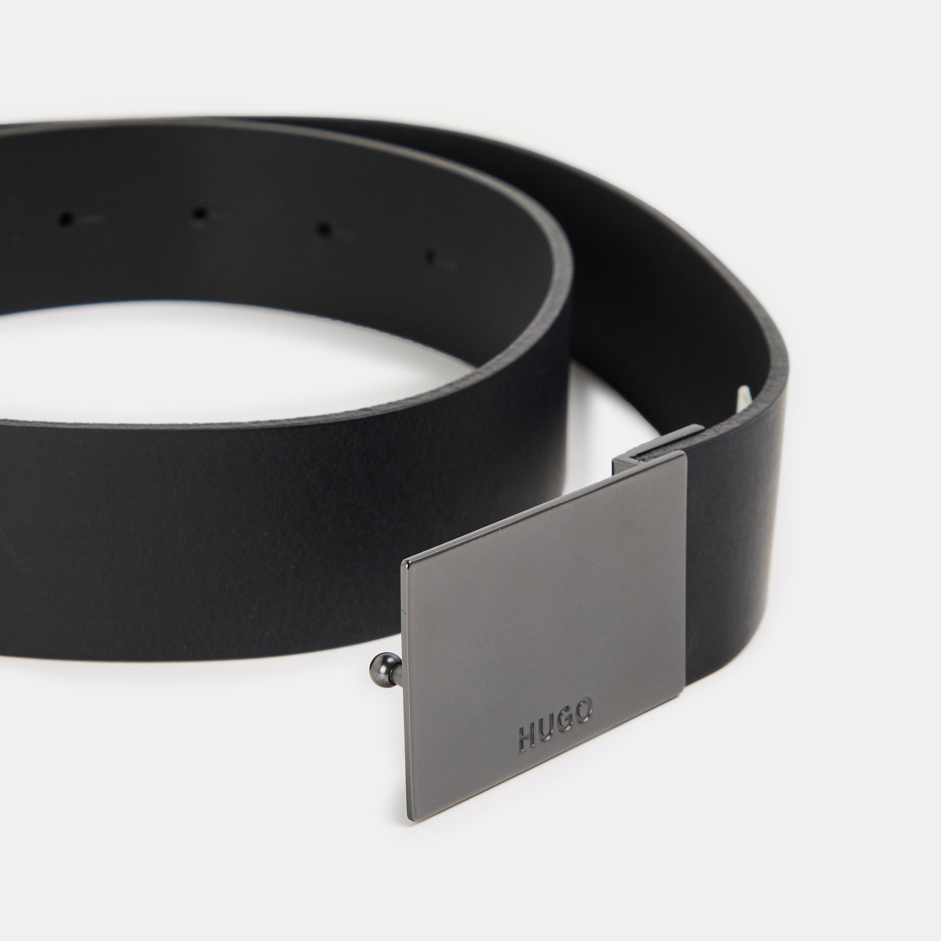 Black - Hugo - Men's Gand Leather Belt - 3